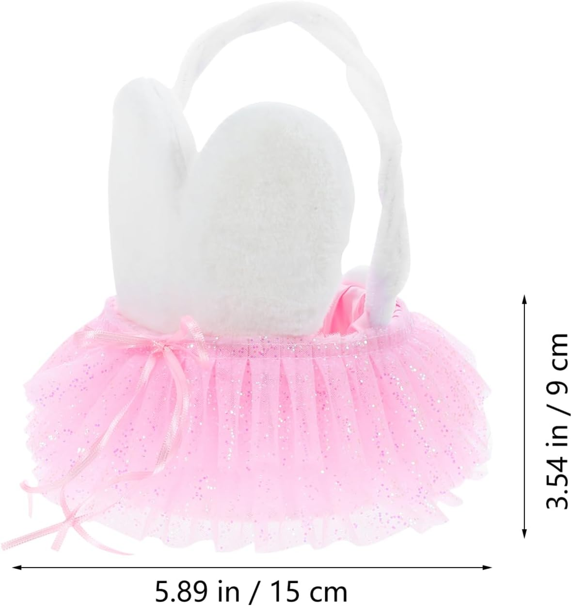 JOINPAYA Tutu Easter Bunny Ears Basket: Ruffled Shining Tulle with Fluffy Bunny Ears Basket with Handle for Girls Boys Party Favors Easter Basket Fillers Easter Eggs Hunt Easter Decorations image number 5