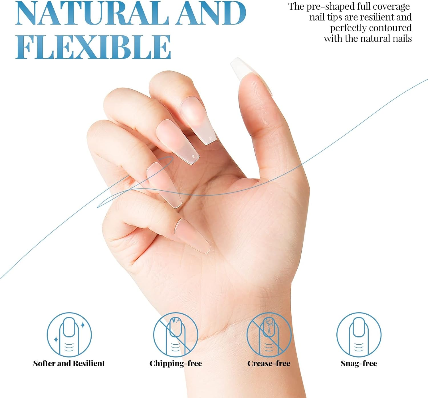 140Pcs Short French Natural False Nail Tips, Fake Nails Art Acrylic Manicure Set, Full Cover Press on Nails, DIY Artificial Nail Tips for Nail Art image number 3