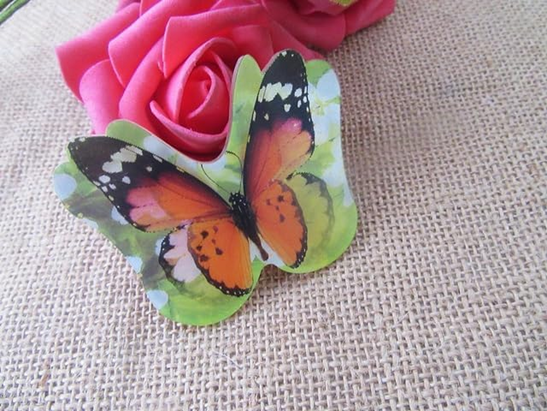 6Pcs New 3D Vivid Orange Butterfly Barrette Hairclip
