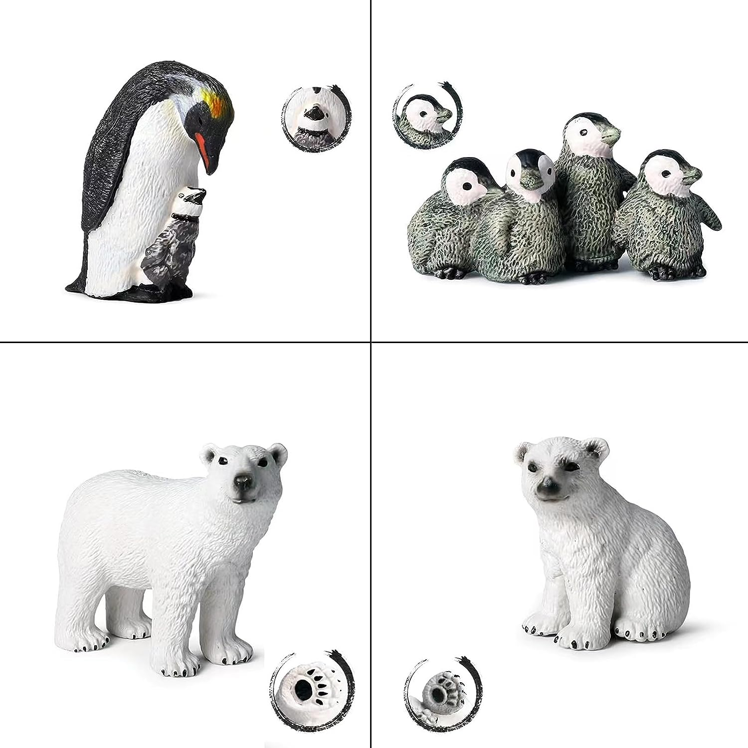 13Pcs Arctic Animal Toy Figurines Set Realistic Polar Animal Playset Cake Toppers, Polar Bear Family, Emperor Penguin Family, Snowy Owl, Seal, Arctic Wolf, Arctic Fox