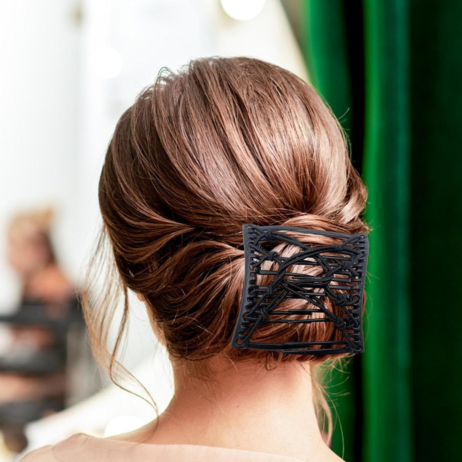 Vintage Comb Hairpin - Retro Elastic Hairpin, Stretchy Hair Combs | Creative Double Comb Hair Clip, Vintage Women Hair Comb, Flexible Bun Maker for Low Ponytail Hair Styling Accessories image number 3