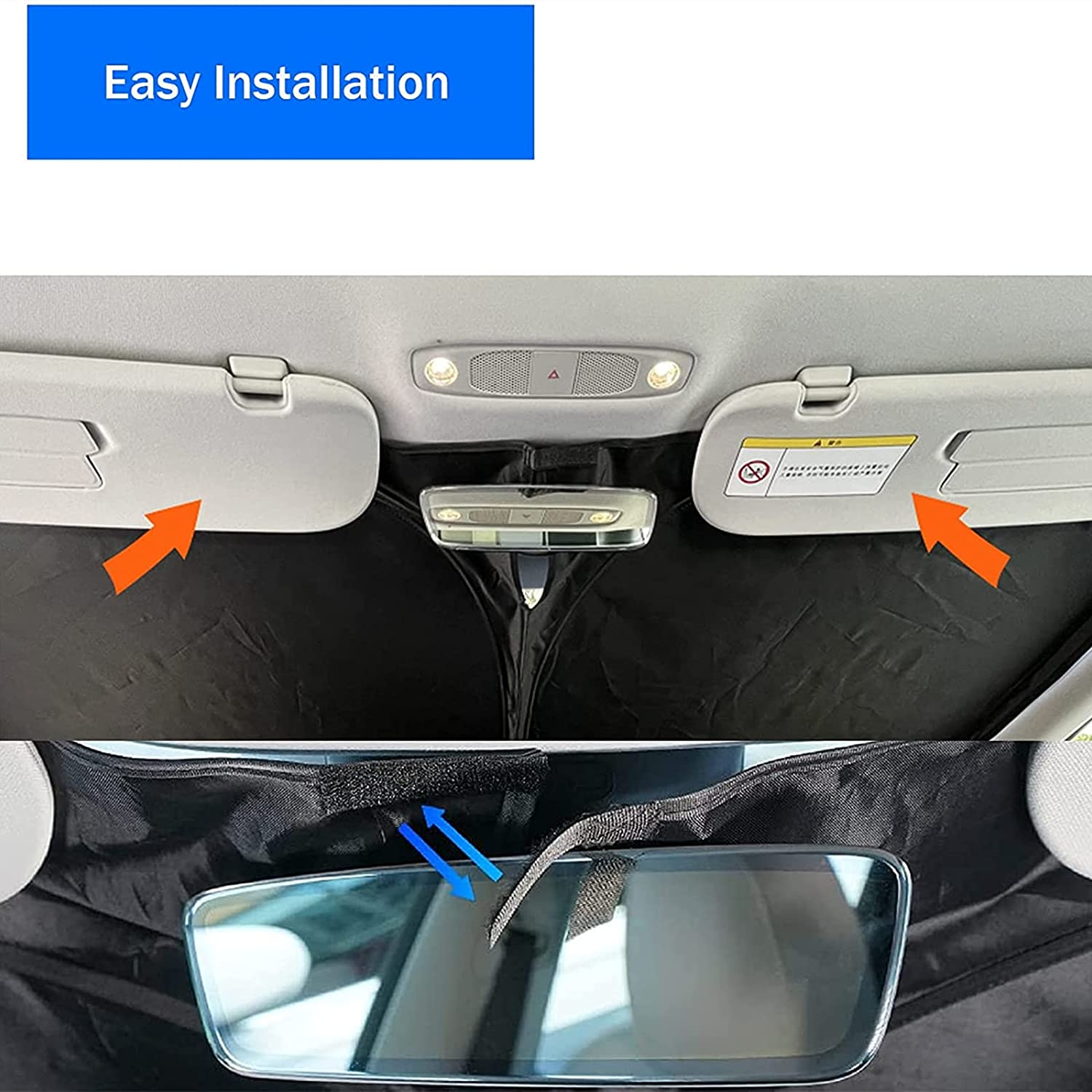 Tesla Model 3 and Y Front Windshield Sunshade, Easy to Use Foldable Lightweight Sun Shield with a Pouch, Blocks UV Rays Suitable for Tesla 3/Y, Keep the Vehicle Cool and Damage-Free image number 4