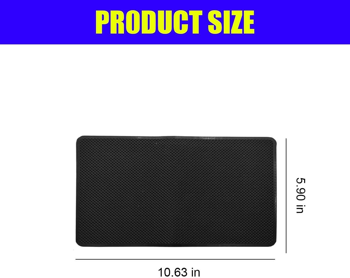 Car Dashboard Anti-Slip Silicone Pad, 10'' X 6'' Black Grid Sticky Adhesive Mat, Car Grasping Pad, Multifunctional Gripping Mat for Phones, Keys, Sunglasses, Coin, Electronic Devices (27&times;15 CM) image number 4