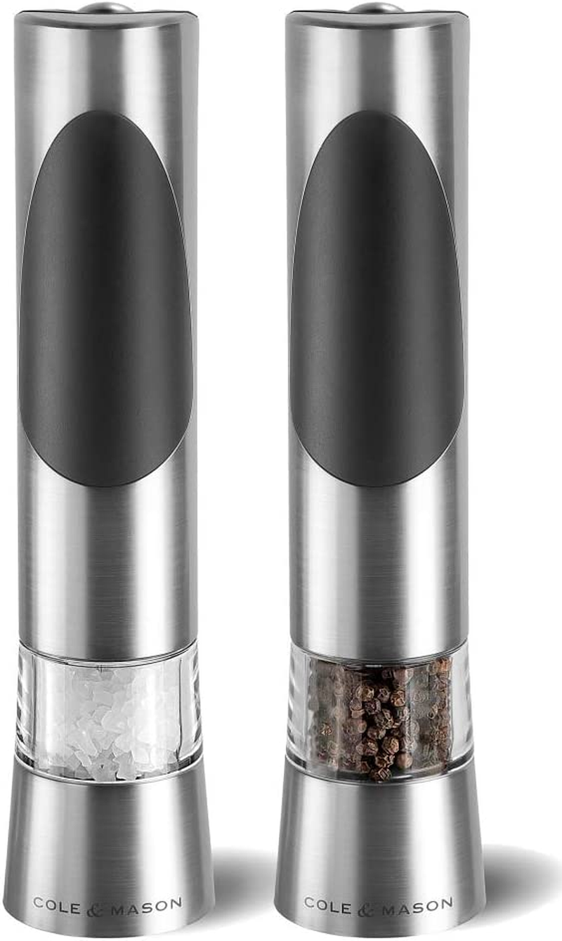 Cole & Mason Richmond Salt and Pepper Mill Gift Set - Electric Grinders with Adjustable Grind Mechanism, One-Handed Operation, Stylish Design, Cooking and Dining Experiences, 215Mm - Silver image number 2