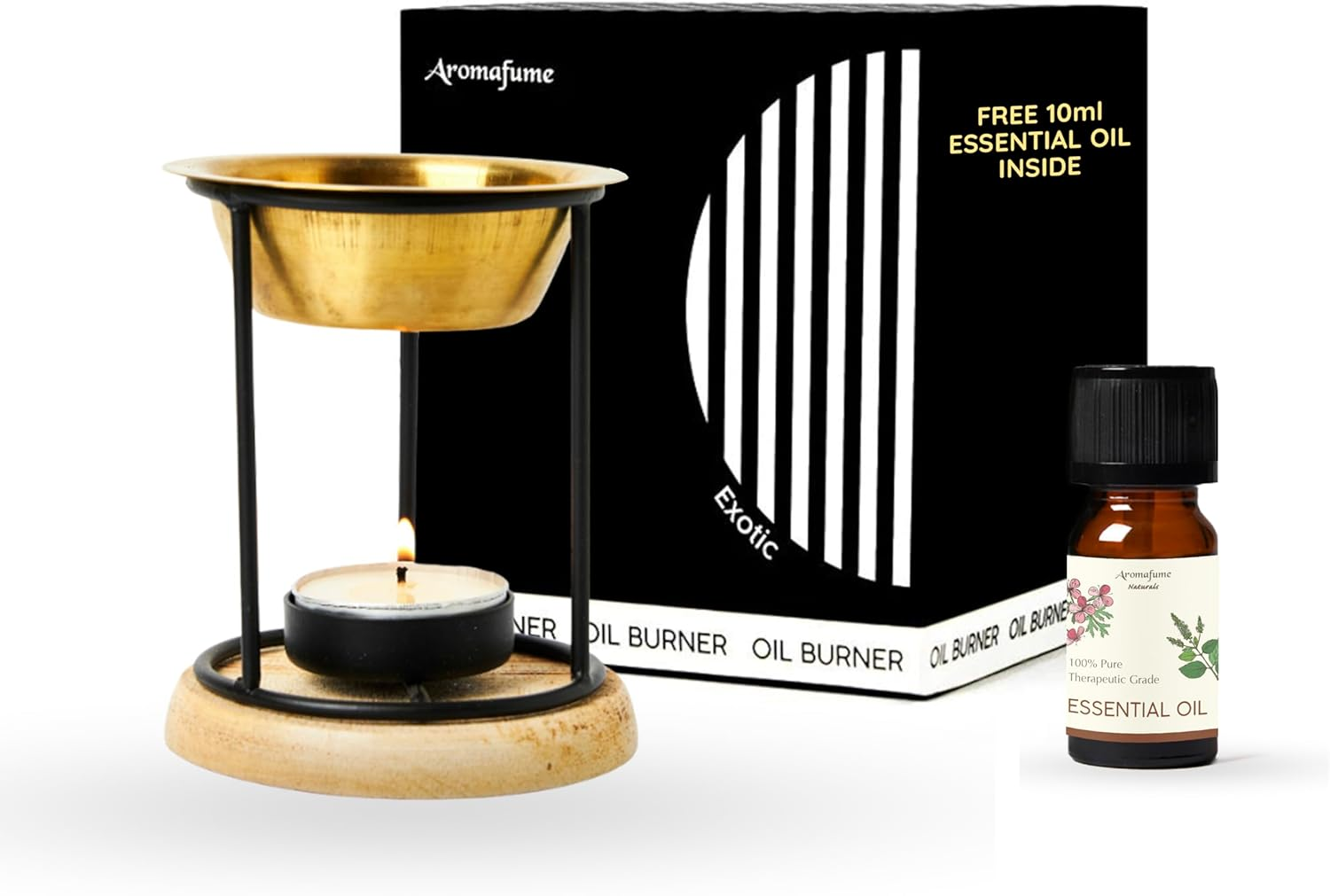 Aromafume Exotic Essential Oil Burner | Oil Diffuser with Candle | Use for Aroma Oil, SPA, Yoga, Meditation, Home Fragrance | Surprise 10Ml Oil Included