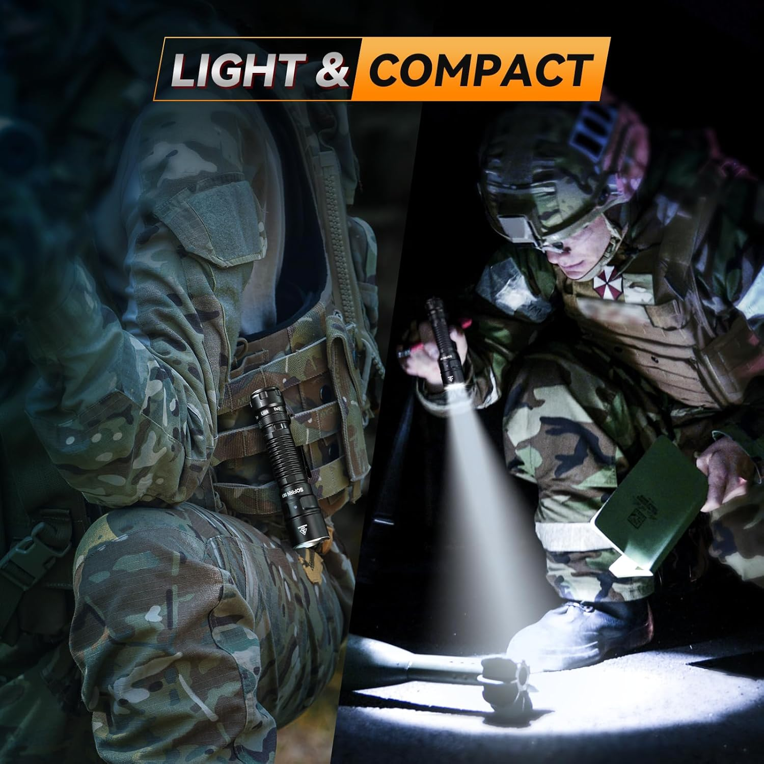 Sofirn SK1 Tactical Flashlight, LED Pocket Torch Rechargeable, 1571Ft Long Throw and Rotary Switch, EDC Handheld Flashlight for Home Camping Emergencies Rescue Hunting image number 3