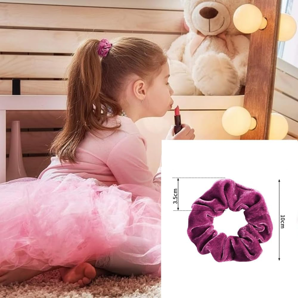 12 Pcs Soft Hair Scrunchy Bobbles Elastic Hair Bands Ties Donut Hair Accessories for Women Ponytail Holder Velvet Vintage Scrunchies (12 Colors) image number 1