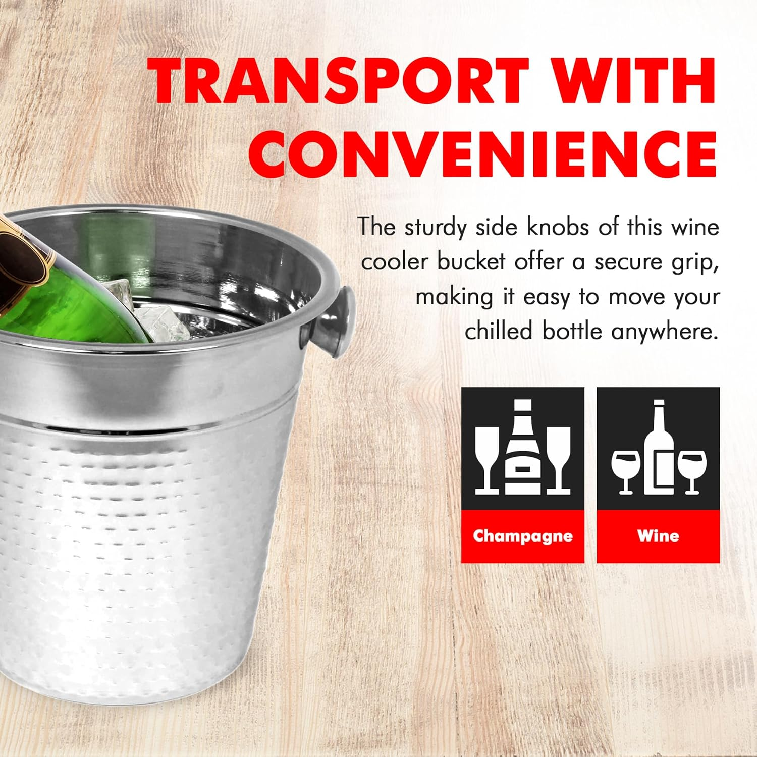 Chef Craft Hammered Champagne Bucket, 4 Quart, Stainless Steel image number 1