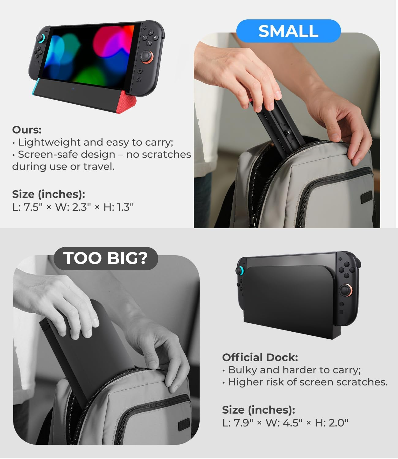 Antank S3 MAX for Nintendo Switch 2 Docking Station, Portable TV Dock with 4K@120Hz HDMI, 2 USB Ports & Type-C Port &ndash; Travel Replacement Dock for Switch 2 Console image number 4