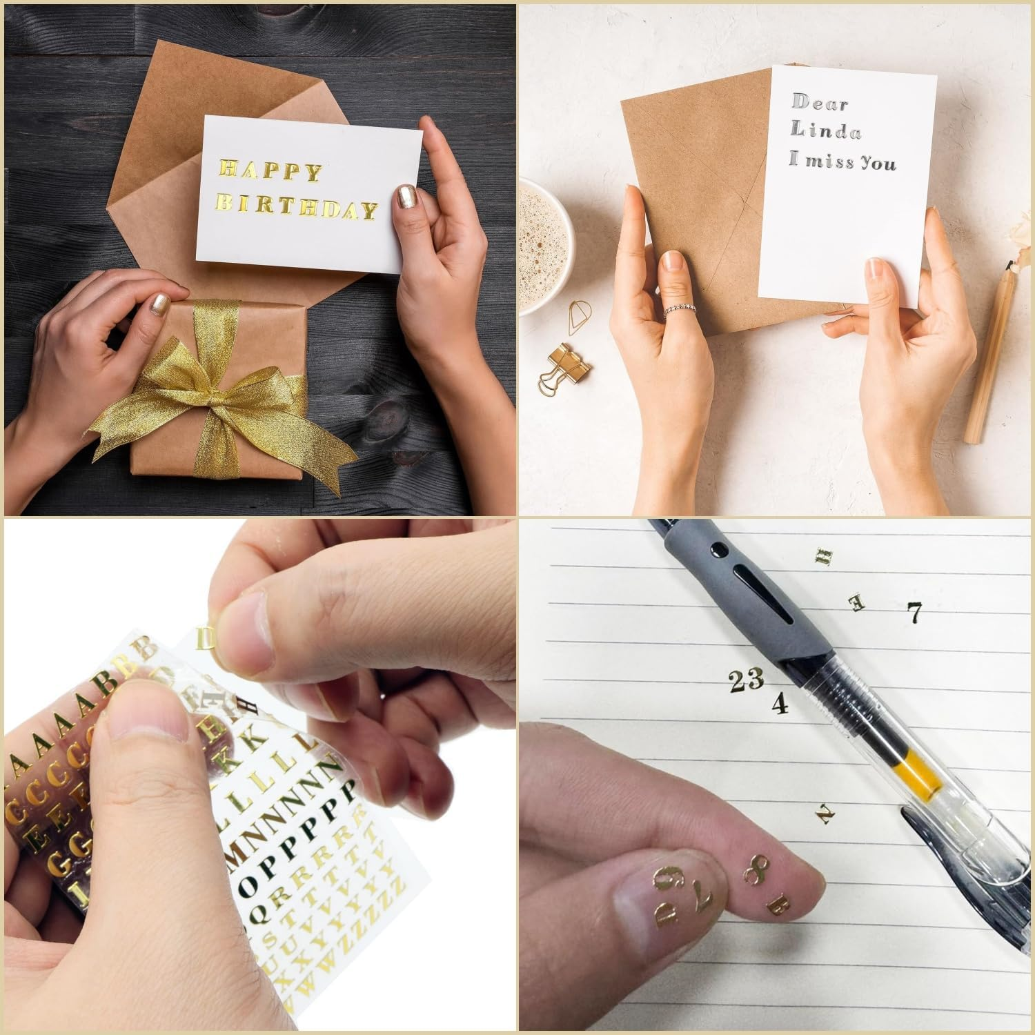 Taicols Letter Stickers, 12 Sheets Alphabet Number Stickers, Mini Metal Letter Sticker Uppercase and Lowercase Number Sticker Glitter Alloy Self Adhesive Stickers Self Adhesive Letters Numbers (4.5Mm) image number 3