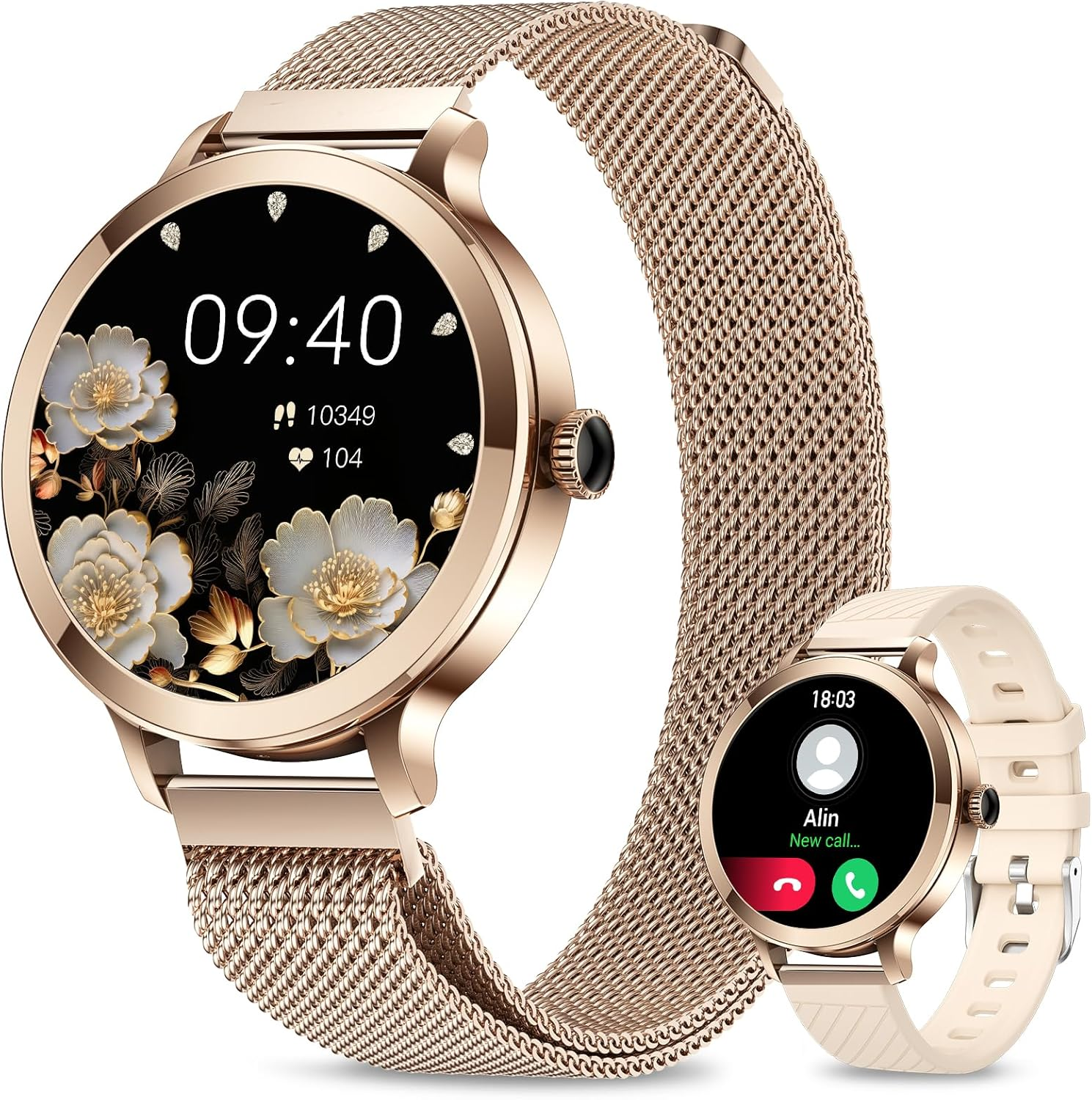 Smart Watches for Women(Answer/Make Call), 1.1&rdquo;HD AMOLED Screen Bluetooth Smartwatch for Android Ios Phones, IP68 Waterproof Fitness Activity Trackers with Heart Rate/Spo2/Blood Pressure/Sleep Monitor image number 4