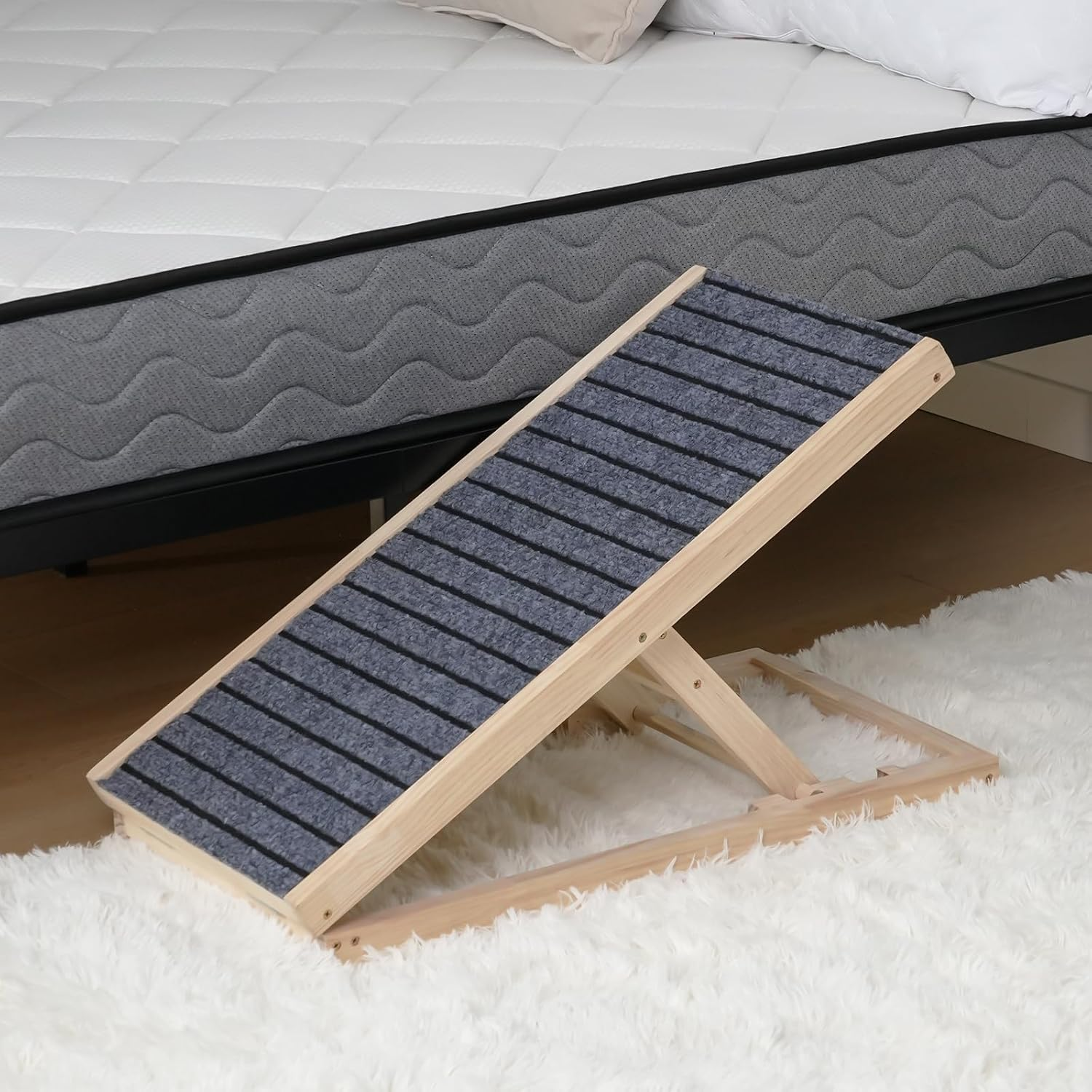 Oppsbuy 70Cm Foldable Dog Ramp, Non-Slip Pet Ramp for Bed, Couch or Car, Wooden Folding Safety Pet Ramp, Suitable for Small & Large Old Dogs & Cats image number 3