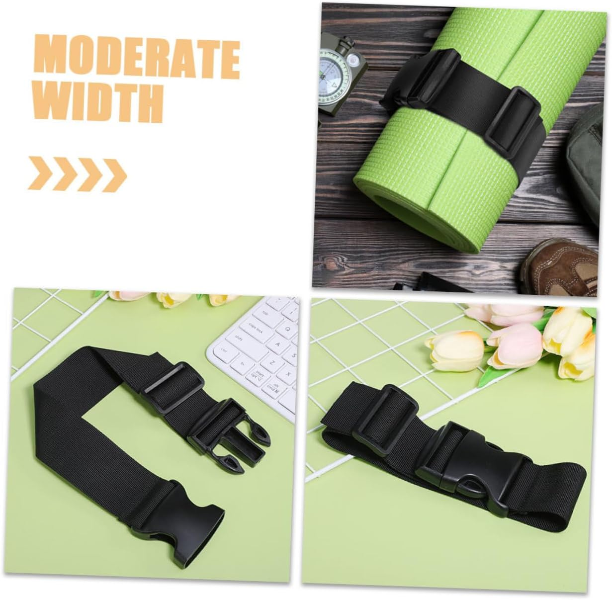 Yardenfun 2Pcs Adjustable Luggage Straps Travel Packing Strap Buckle for Outdoor Camping Hiking Sturdy Fixed Wide Wear-Resistant Bands image number 2