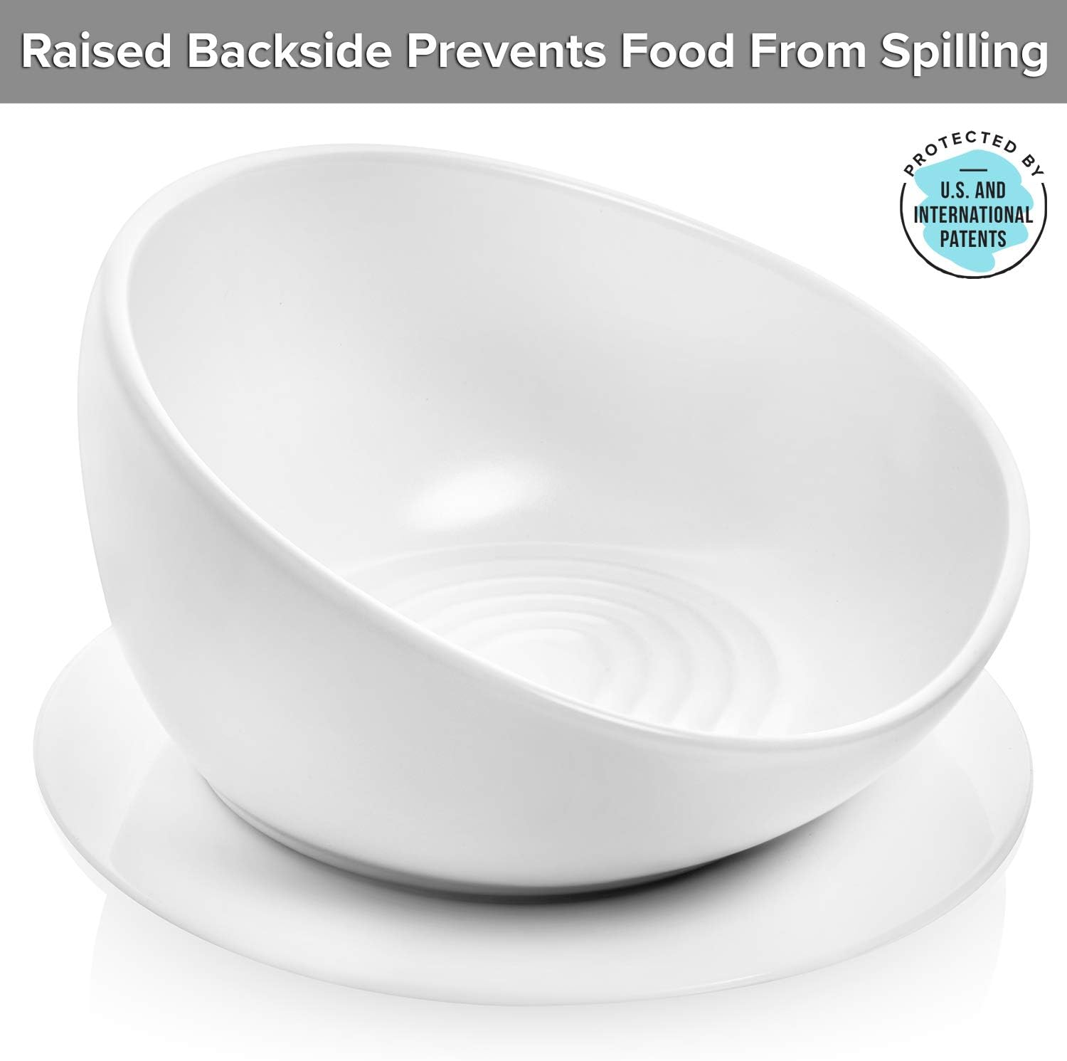 Catguru Cat Food Bowl, Ceramic Cat Bowls, No Spill Cat Bowl, Whisker Stress Free Cat Food Bowls, Non Skid Cat Bowls for Food and Water, Includes Silicone Non-Slip Mat (High-Low, White) image number 3