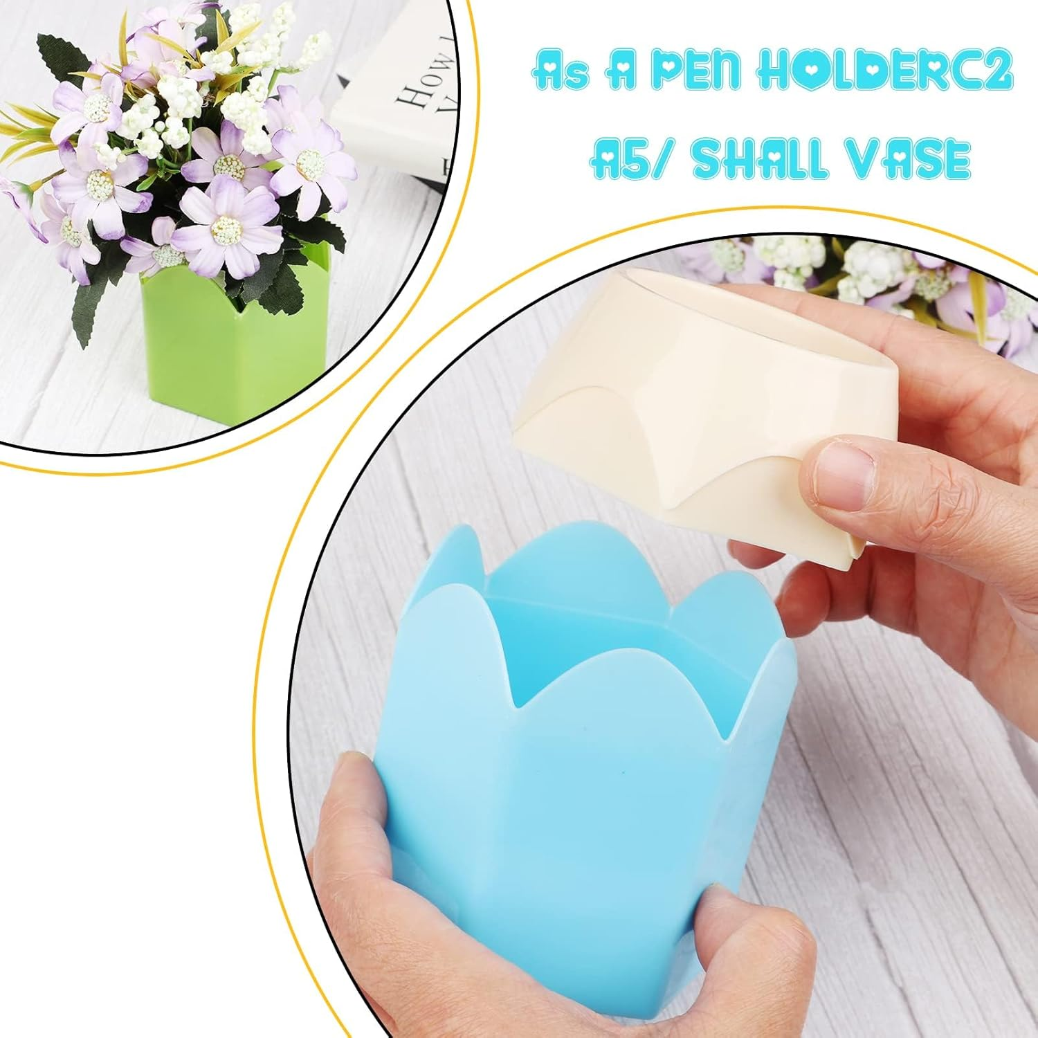 6Pcs Pencil Shaped Pen Holders - Cute Desktop Pen Cup & Makeup Brush Container - Creative Stationery Storage for Office & Home Decoration image number 3