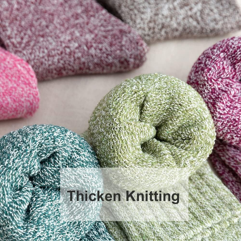 5 Pairs Wool Socks for Men Women,H HOME-MART Ladies Thermal Winter Socks Nordic Socks,Thick Knitting Warm & Comfy Wool Crew Cotton Vintage Knit Thermal Gifts image number 4