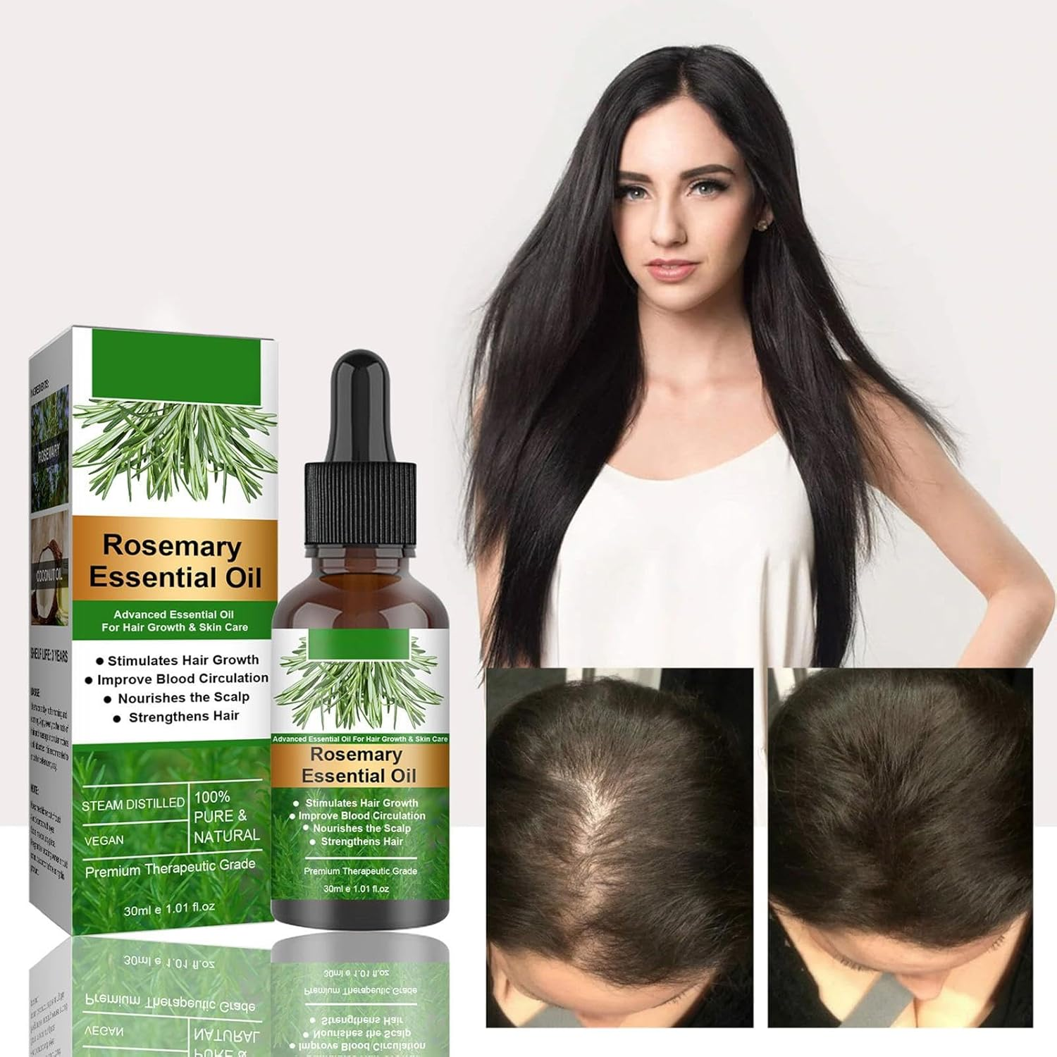 Rosemary Oil for Hair Growth, 30Ml Organic Rosemary Oil, Stimulates Hair Growth Rosemary Oil for Hair Loss, Natural Hair Strengthening Rosemary Oil, for Women & Men Hair Care image number 2