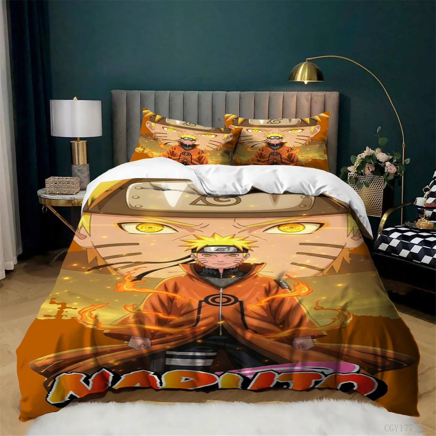 3Pcs Anime Naruto Duvet Cover Set Lightweight Quilt Cover Bedding Set Single Super Soft Duvet Cover with Pillowshams image number 6