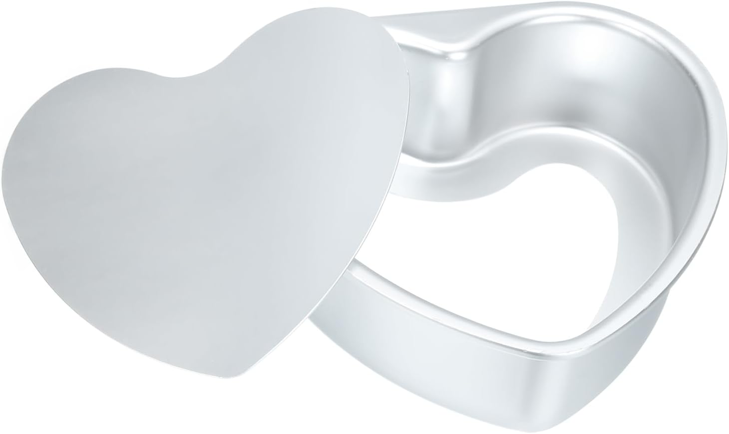 Sourcing Map Non-Stick Heart Cake Pan 6.3"X5" Aluminium Alloy Heart Cake Baking Pan with Removable Bottom- for Wedding Birthday Christmas Cake Baking, Silver Tone image number 3
