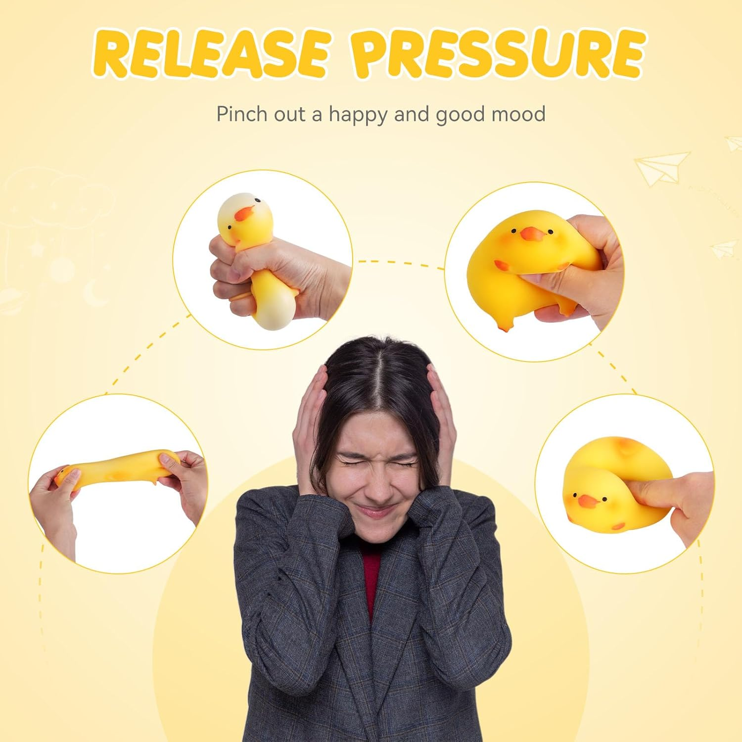Duck Squishy Stress Balls for Kids and Adults, Dough Ball,Squishy Toys, Squeeze Sensory Toys, Animal Squeeze Stress Balls Squishy Fidget Toys for Anxiety Relief, Squishy Ball for Autism ADD/ADHD image number 2