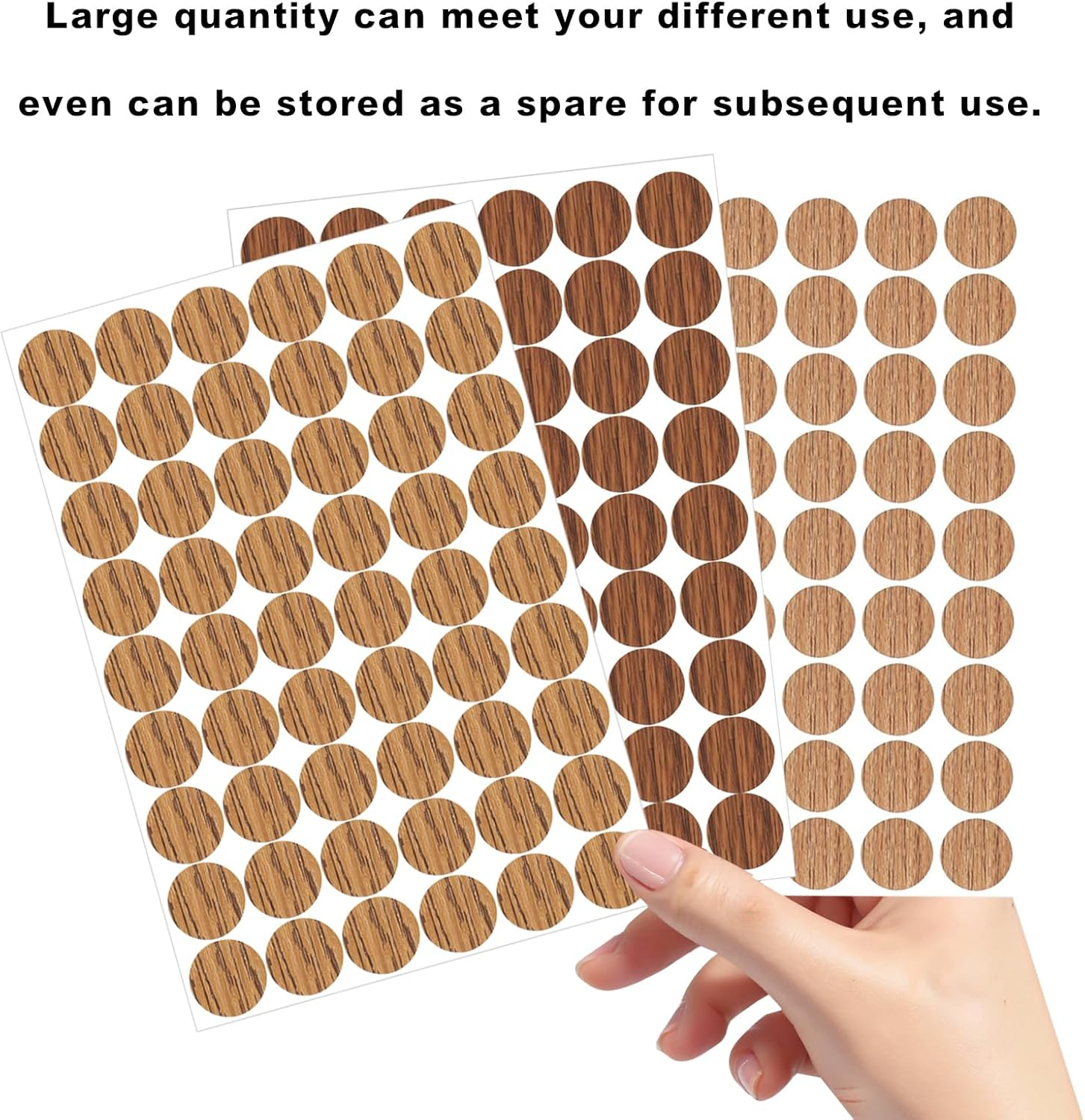 162PCS Screw Covers Caps,Grain Wood Furniture Decoration,Woods Stickers for Furniture,Wall Holes Cover,Cabinet Hole Covers,Textured Stickers,Wood Sticker,Nail Hole Patch,21Mm Adhesive Screw Hole Cover image number 3