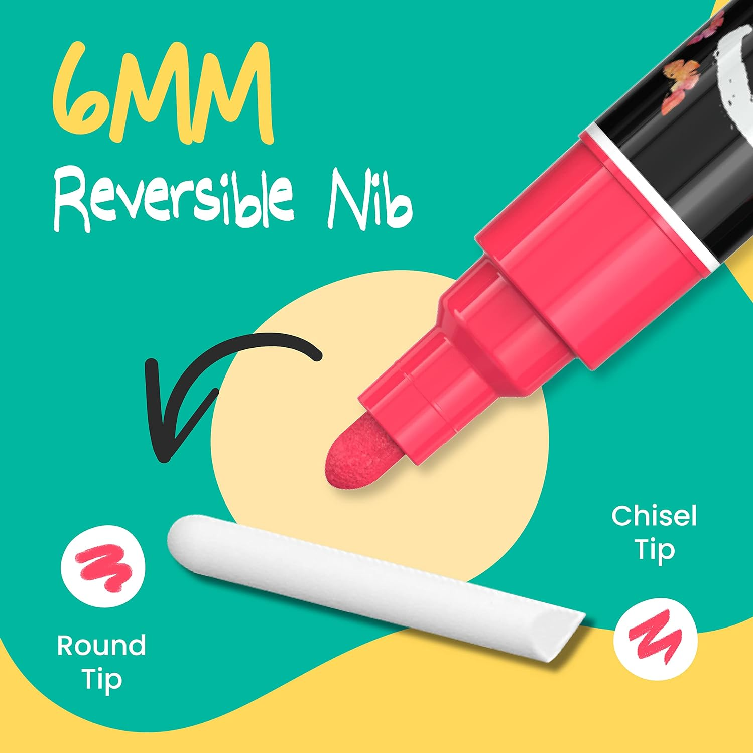 Chalkola Liquid Chalk Markers Erasable (10 Pack) W/Gold & Silver - Washable Paint Chalk Pens for Chalkboard Signs, Blackboard, Car Window, Bistro, Glass, Board - Neon Wet Wipe 6Mm Reversible Bold Tip image number 1