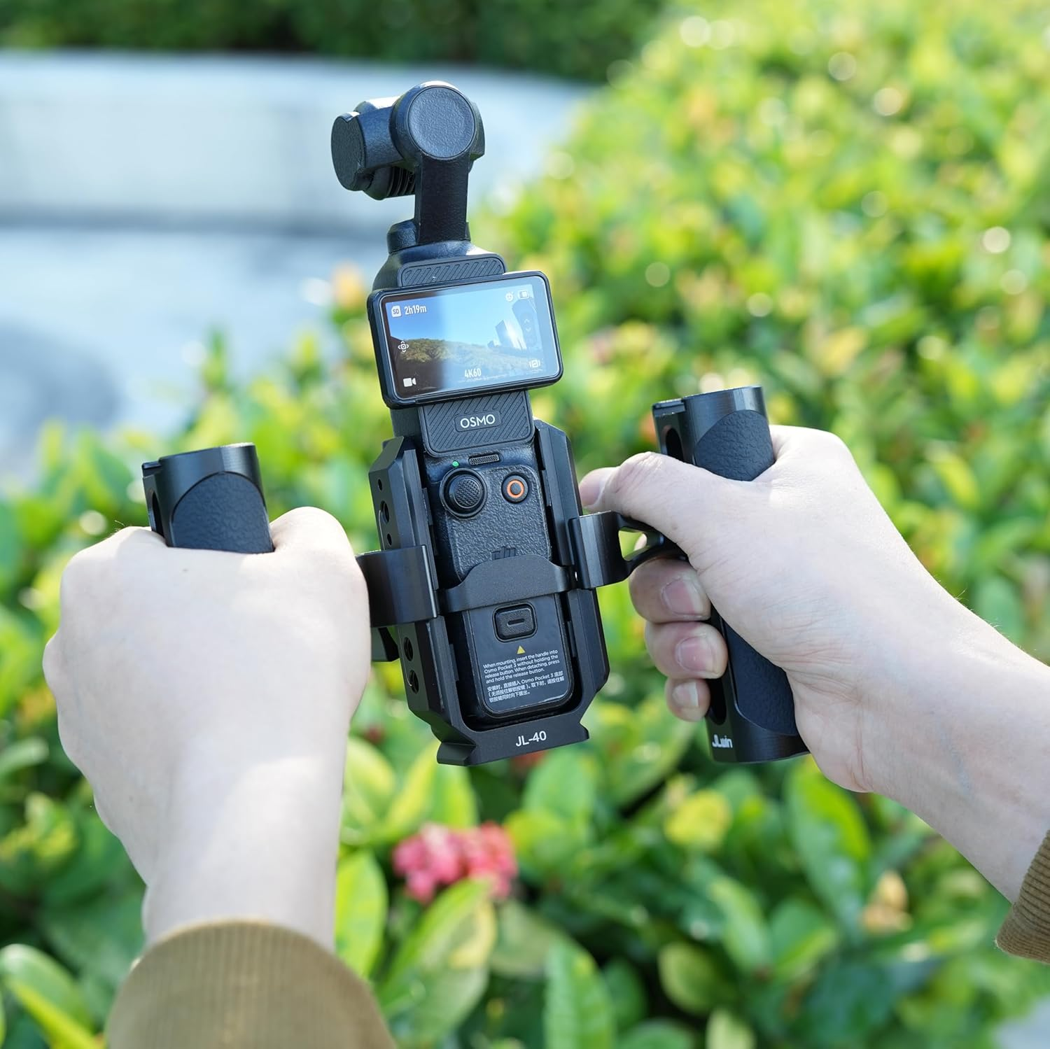 FOTGA Camera Cage Accessories Mount Extension for DJI Osmo Pocket 3 Vlogging Camera Extension Adapter, Protective Cage with Side NATO Rail / 1/4-20 Holes Recording Points/Arca Swiss Base image number 3