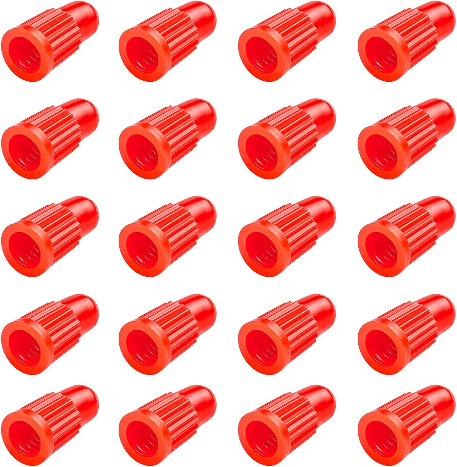 Red Plastic Bike Tire Valve Caps (20 Pack) - Compatible with MTB, Road Bike, Bicycle - Presta/French Valves
