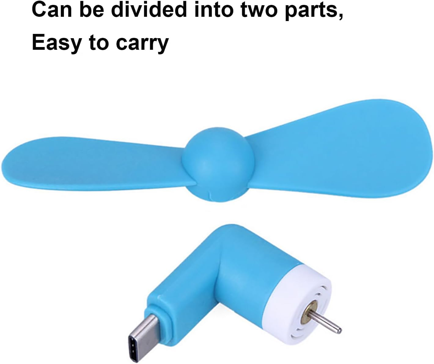 Sokelinn-Six Type C Phone Fan, Mini USB C Cooling Hand Fans Portable Summer Cooler for Ipad Type C Plug Devices-2 Pieces (Blue) - Blue image number 1