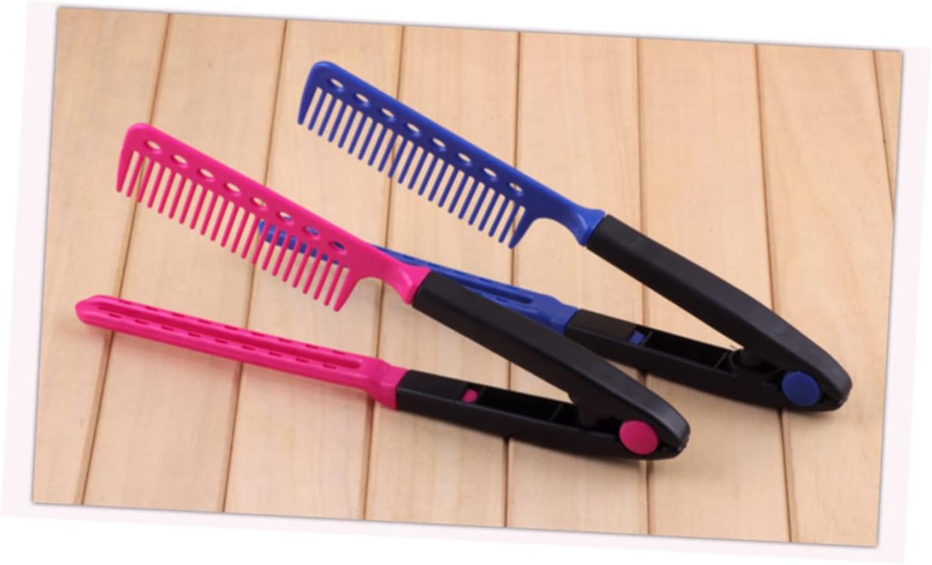 V Shape Hair Comb Red Folding Hairbrush Hair Straightener Styling Tool for Women Salon Hairdresser image number 5