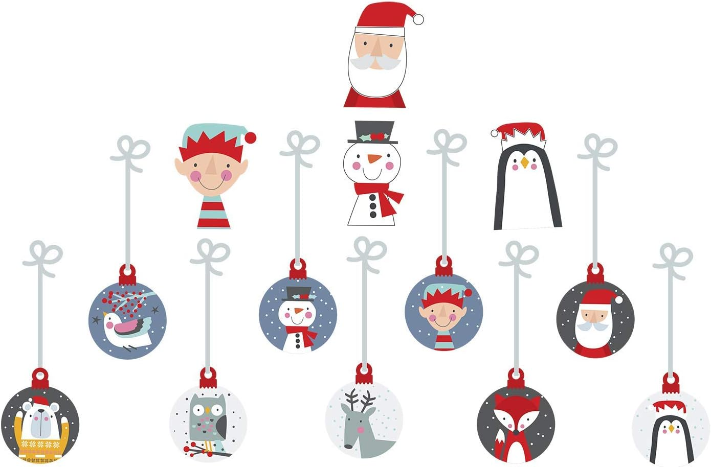 Wallflexi Christmas Decorations Wall Stickers Merry Christmas Decoration Set Wall Murals Decals Living Room Children Nursery School Restaurant Cafe Hotel Home Office D&eacute;cor, Multicolour