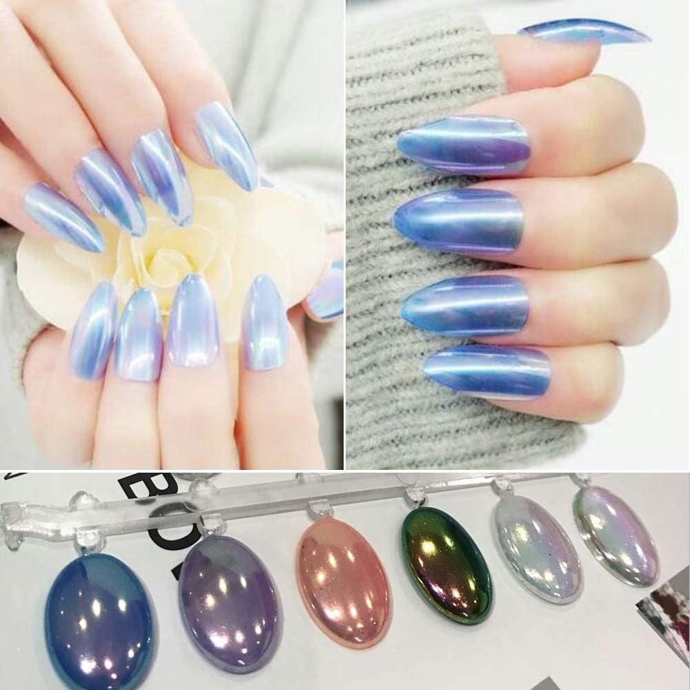 HANGQINGHENG Holographic Nail Powder Neon Effect Nail Art Piece Decoration