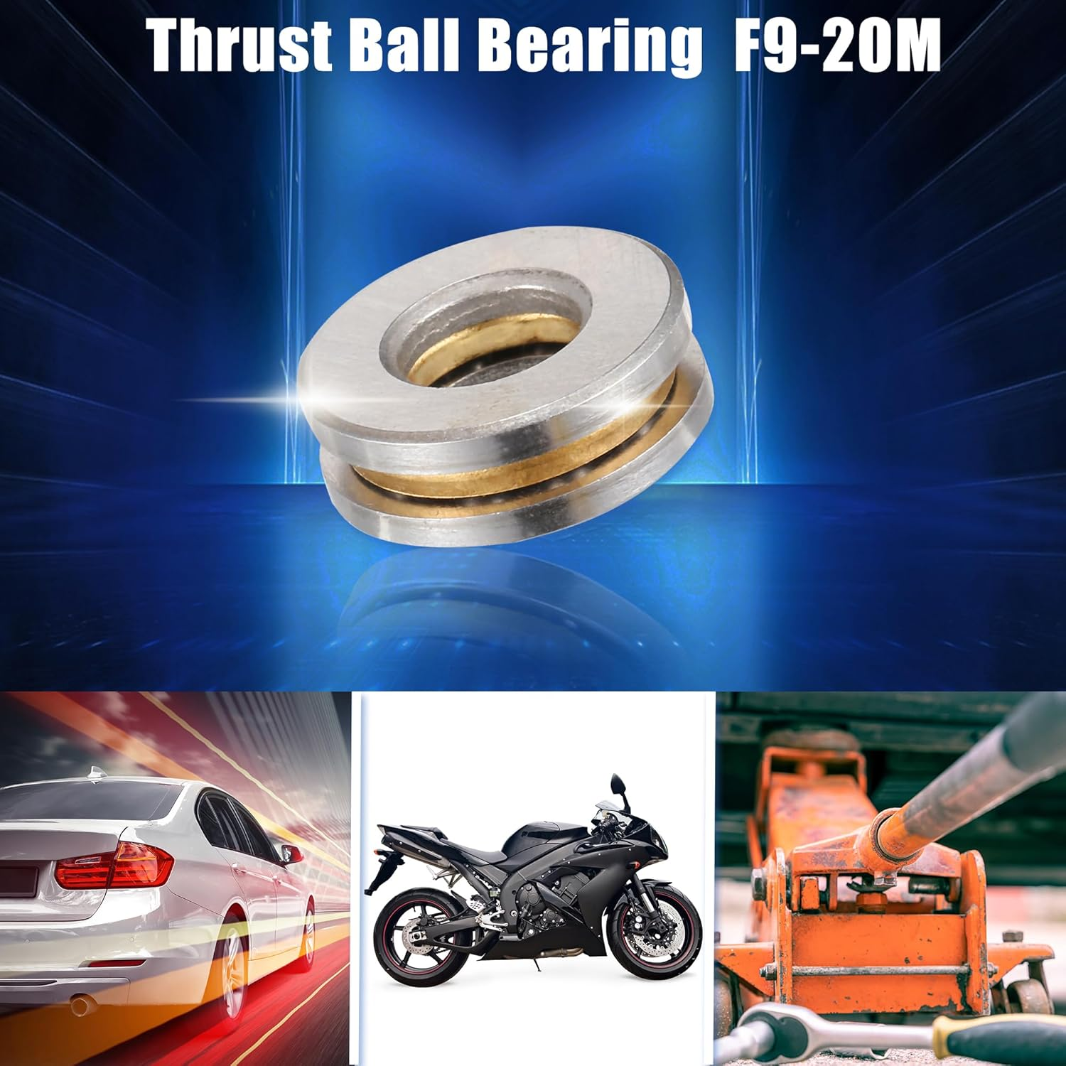 X AUTOHAUX F9-20M Thrust Ball Bearing 9X20X7Mm Single Row Roller with Washers Gold Tone - Pack of 2 image number 5