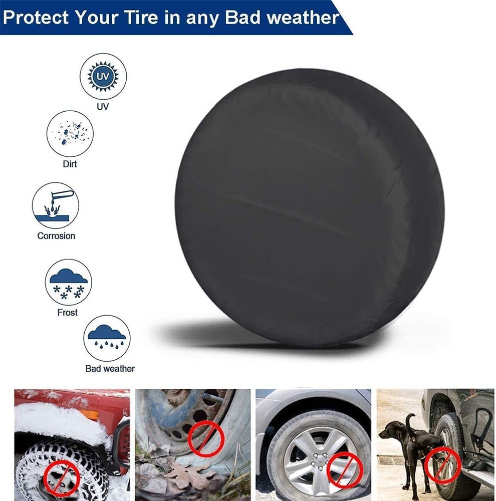 Shkalacar 2-Piece 18-20 Inch Sun Protection Tyre Covers, 190T Oxford Fabric Tyre Rim Protector with Elastic Strap and Hook Design, Waterproof Wheel Protective Cover for Car, SUV (Silver, S) image number 4