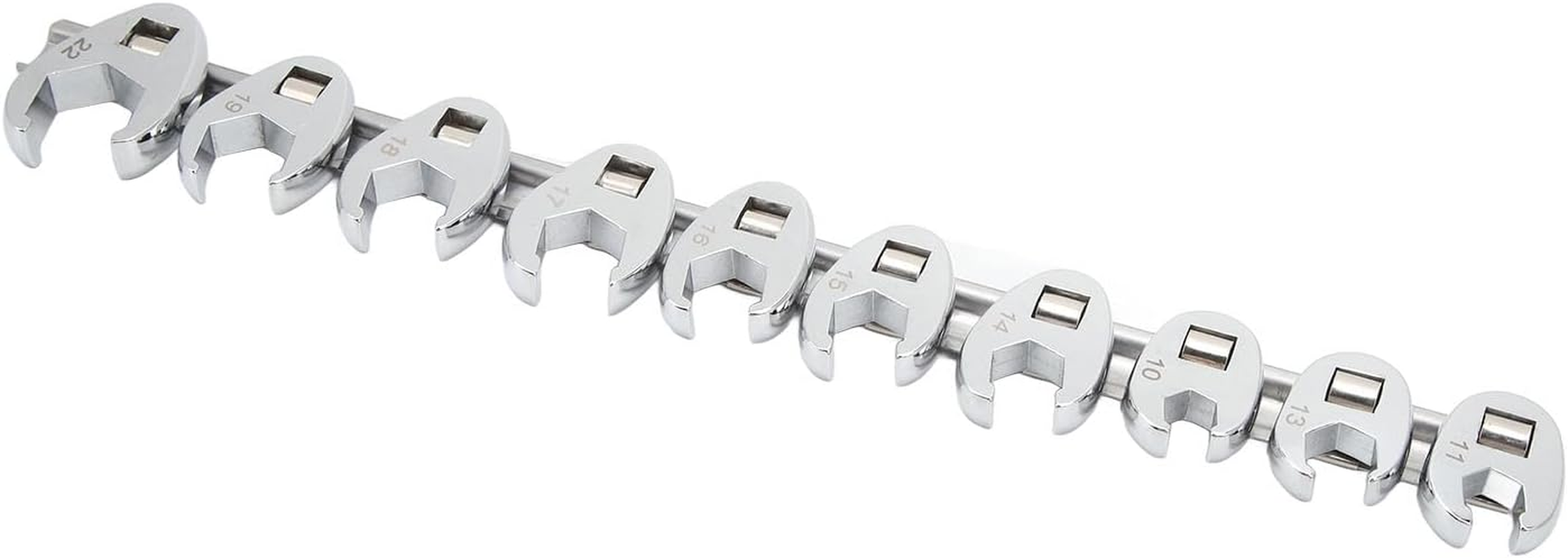 Crow Foot Wrench Head Set Slim Square Opening Nut Wrench for Automotive Repair 10Pcs Kit image number 6