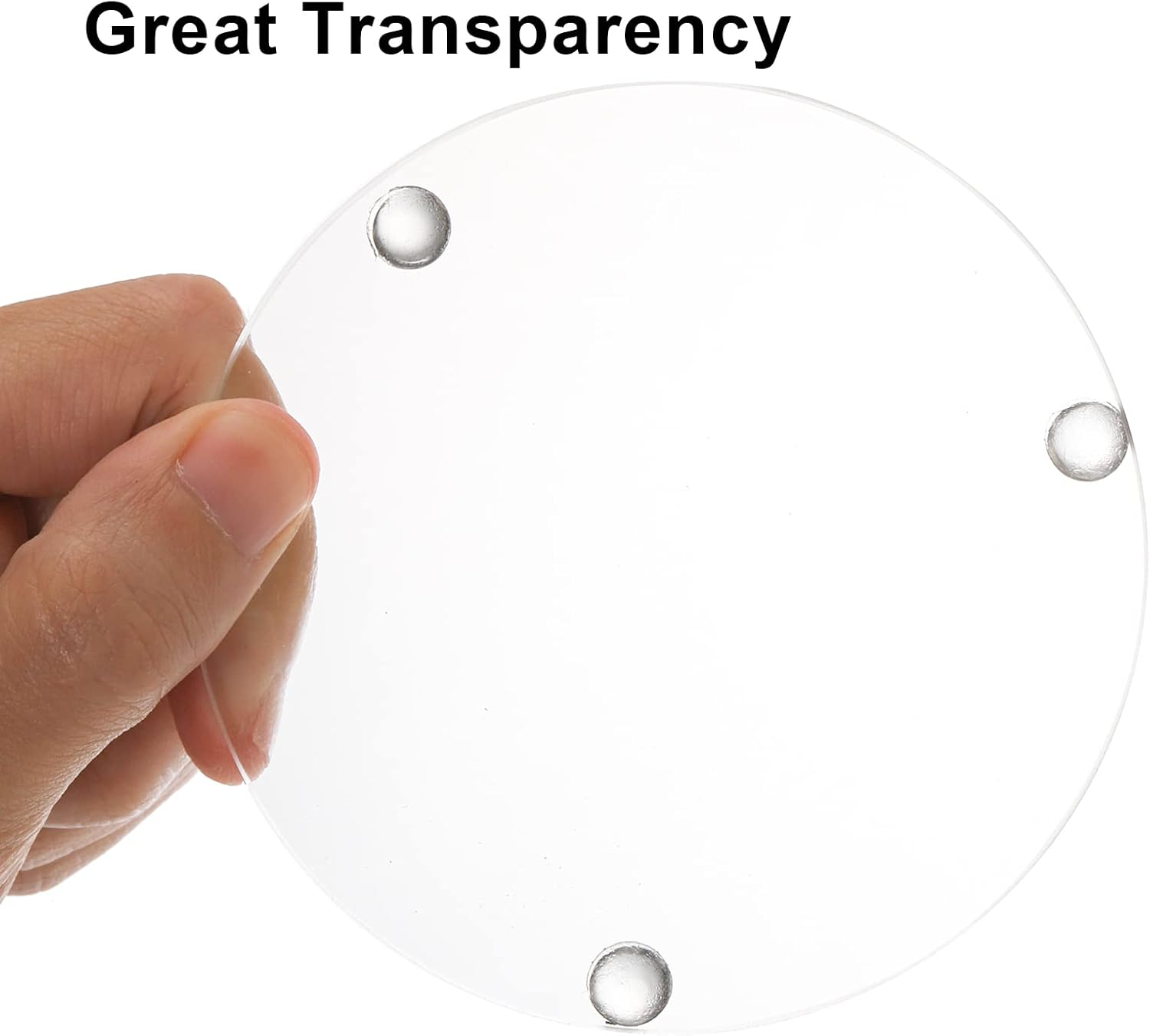 YOUEON Set of 6 round Glass Drink Coasters, 3.5 Inch Crystal Coasters Decorative Glass Plates Clear Glass Coasters for Mugs, Cups, Dining Tables, Office, Kitchen, Home Decor and Parties image number 3