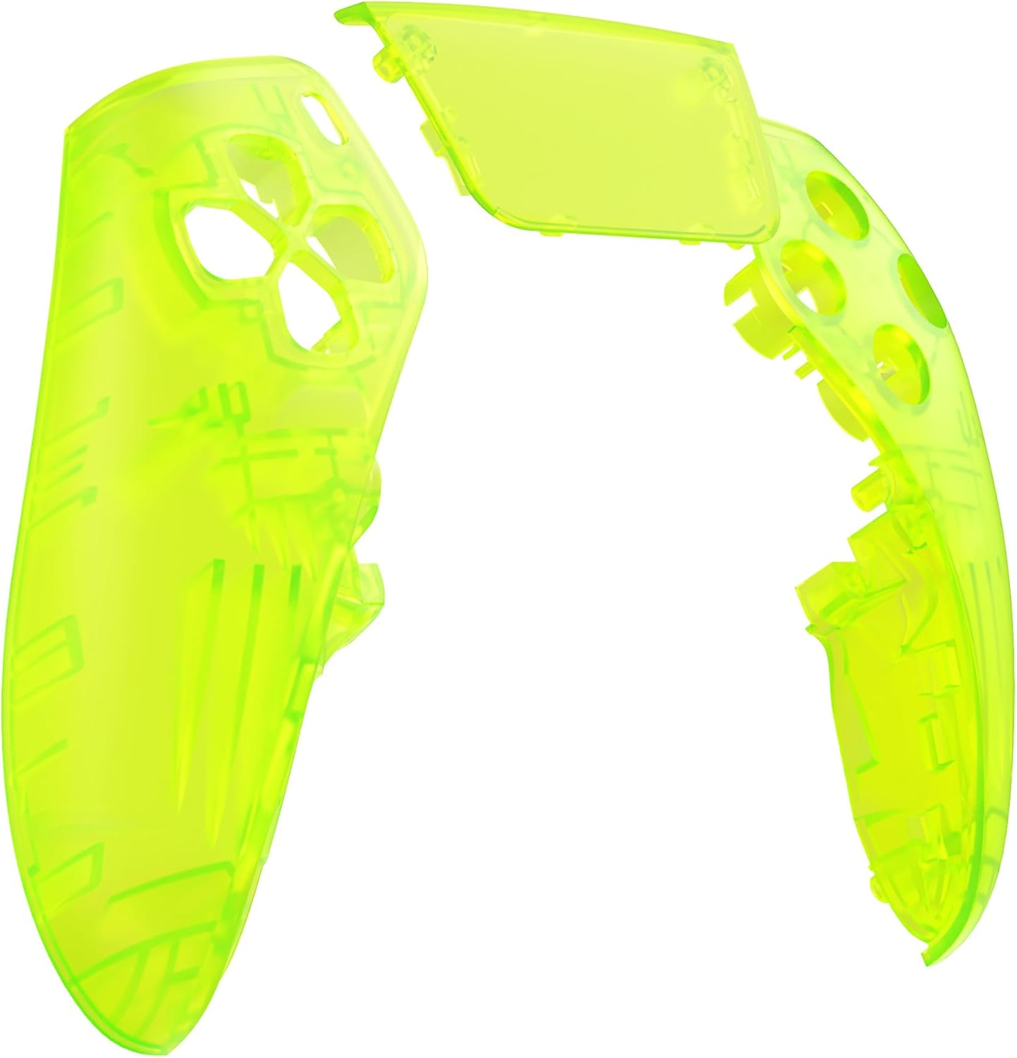 Extremerate Left Right Front Shell and Touchpad Compatible with P S 5 Edge Controller, Clear Lime Green Replacement Faceplate Shell Custom Touch Pad Cover Compatible with P S 5 Edge Controller image number 6