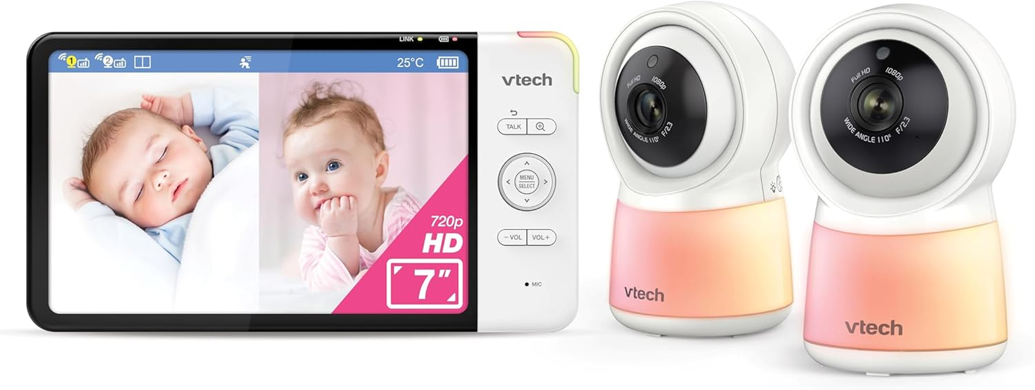 Vtech RM7754HDV2 7&rdquo; 2-Camera Smart HD Video Baby Monitor with Remote Access, Night Light, 2-Way Talk, Soothing Sounds, Temp Sensor & Motion Detection, up to 13 Hours Battery Life image number 6