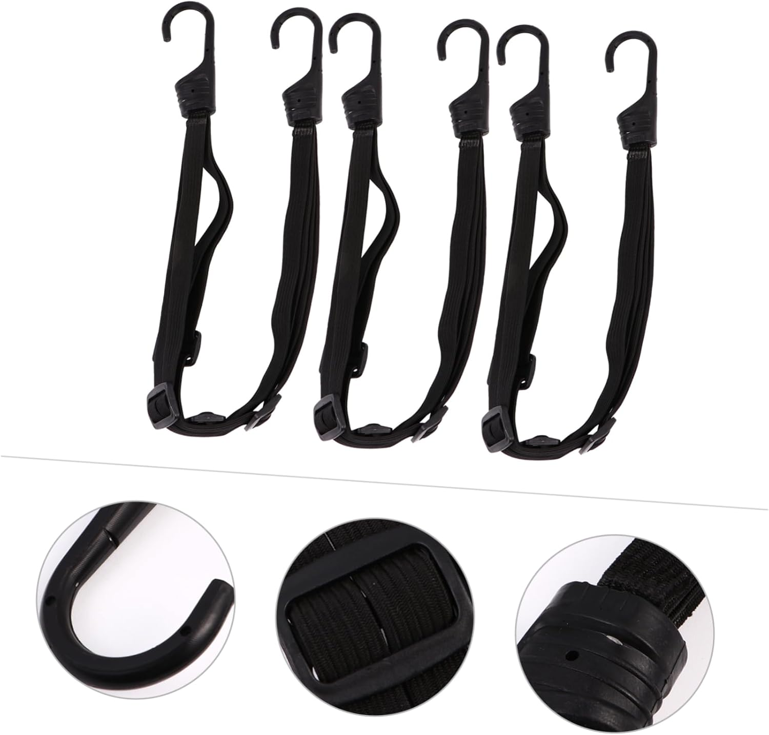 Yardenfun 3Pcs Motorbike Tension Belt Stretchy Luggage Straps Tension Rope Coated Hooks For image number 1