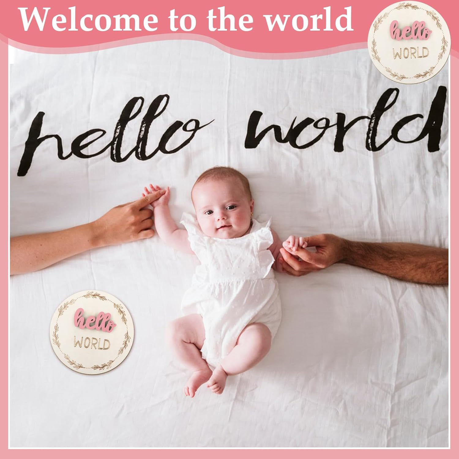 7 Pcs Baby Monthly Milestone Cards Sign, Double Sided 3D Baby Milestone Signs Baby Growth Cards Milestone Wooden Circles for Baby Boy Girls 1-12 Months Baby Milestone Pictures (Double Sided)