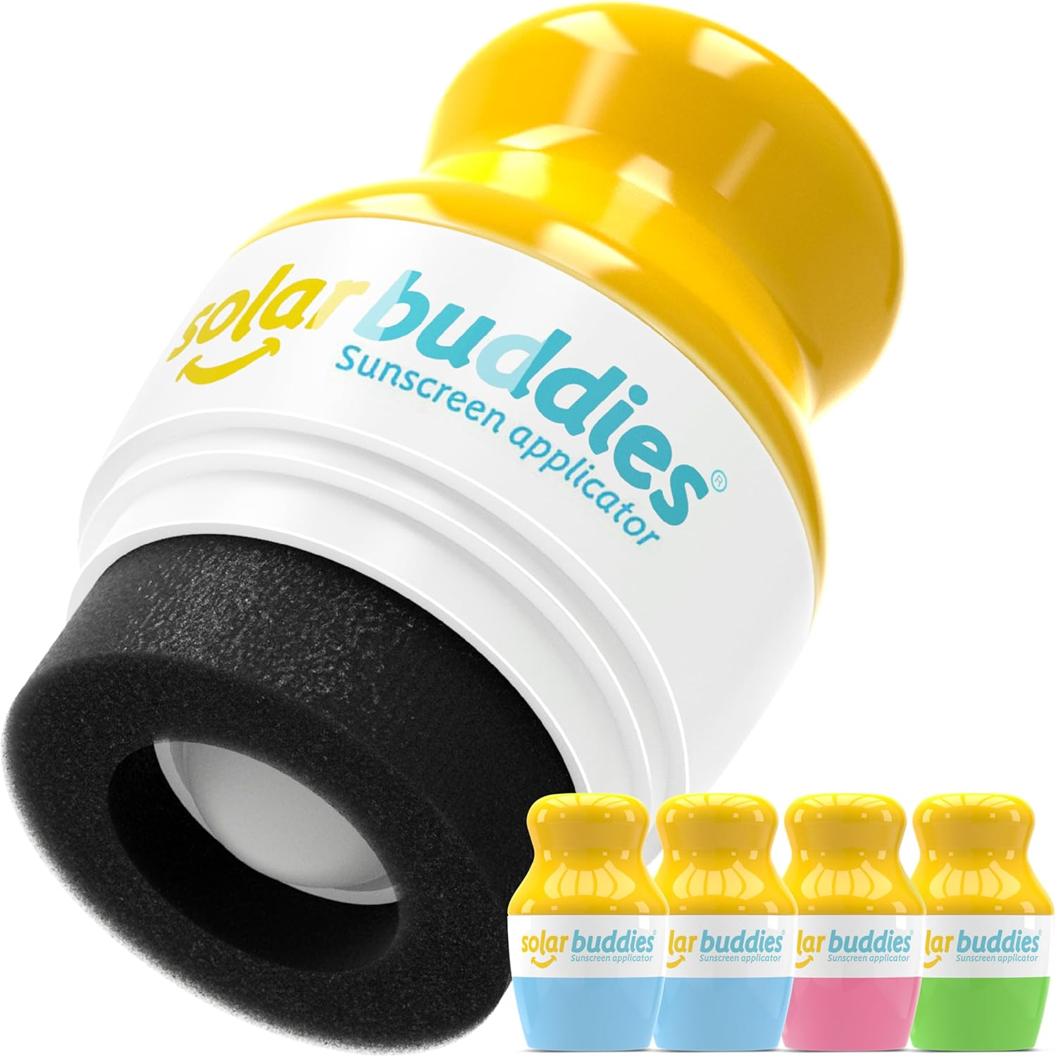 Solar Buddies Sunscreen Applicator - 2X Blue, Pink & Green - Bpa-Free Refillable Roll on Sponge Sunscreen, Suncream & Lotion Applicator for Kids & Adults - Holds 3.4Fl Oz, Perfect Size for Travel