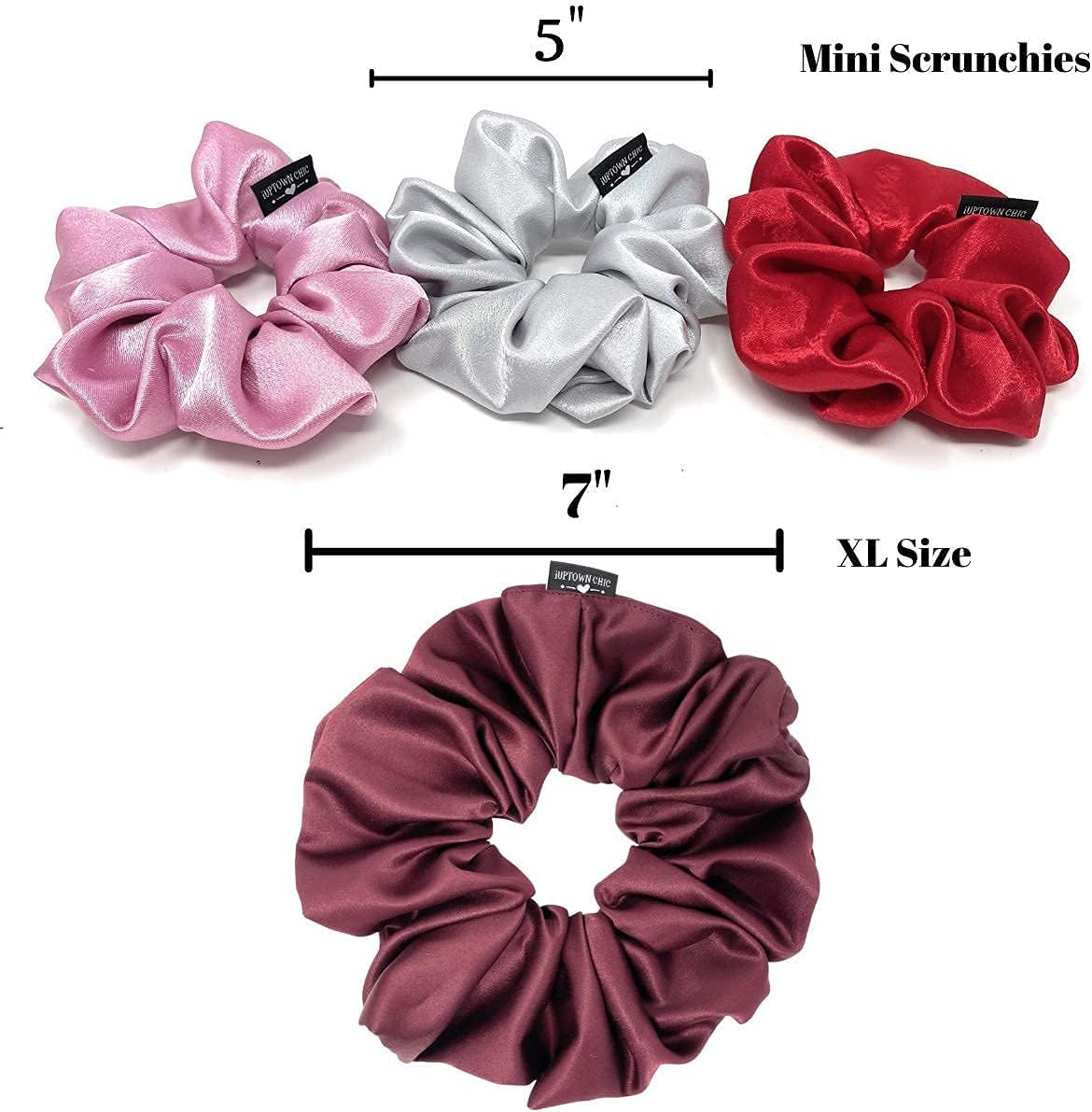 Jumbo Oversized XL Satin Scrunchies for Women Girls, Frizz Prevention, Sleep Hair Holder, Large Elastic Ties Band for Ponytail Bun, Hair Ties for Breakage Prevention (Red)