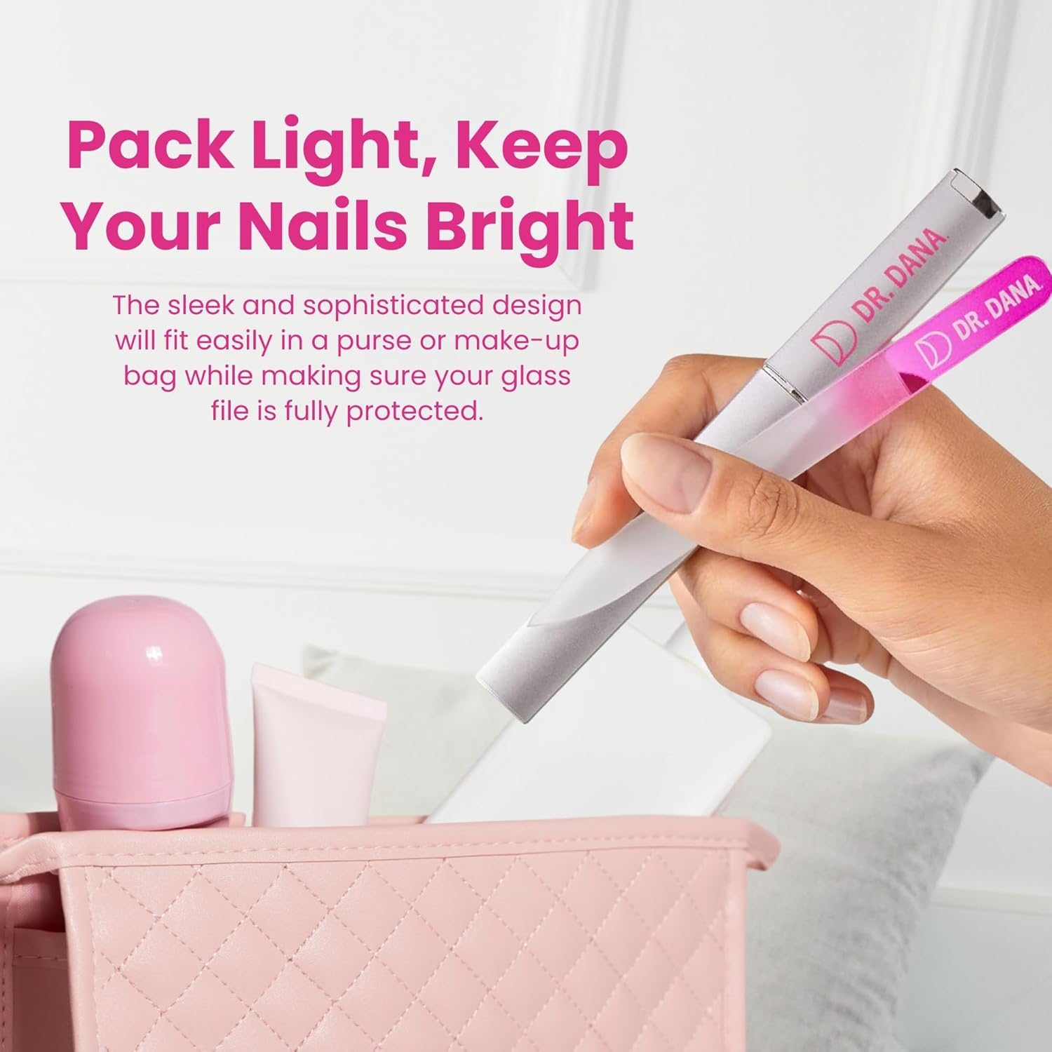 Glass Nail File with Case - This Premium Glass Fingernail File for Natural Nails Is a Double-Sided Etched Crystal Nail File with Protective Travel Case. Professional Nail File by Dr. Dana. image number 4