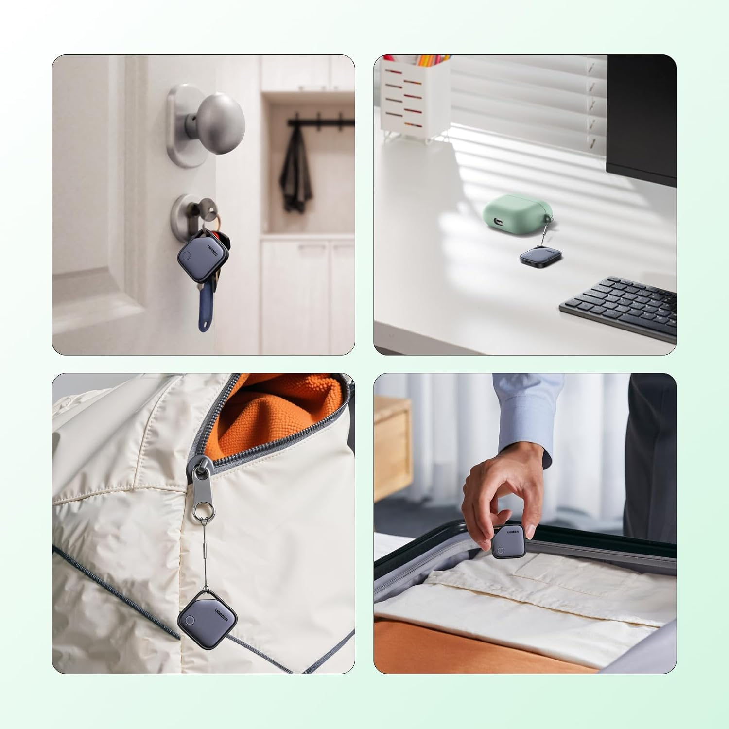 UGREEN 4 Pack Finetrack G Smart Finder, Bluetooth Tracker 1-Year USB-C Rechargeable Compatible with Google Find Hub (Android Only), 80Db Alarm Volume, Item Finder and Locator for Keys, Suitcase, Car image number 3