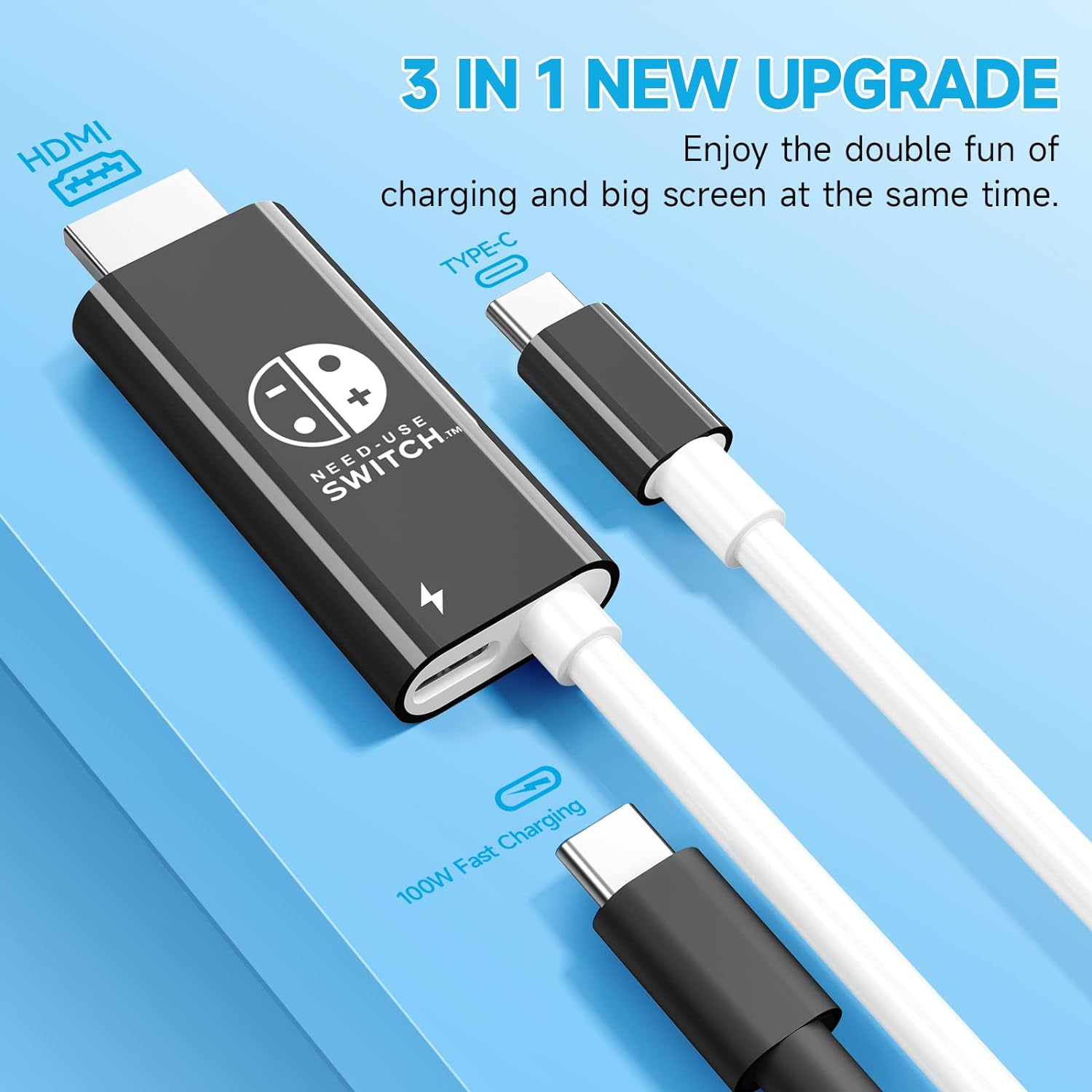 OLAIKE 3In1 USB C to HDMI Cable for Nintendo Switch/Oled, 1080P@60Hz Screen Projection Cable for Nintendo Switch, an Ultraportable Alternative to the Switch Dock, 2M, Black White image number 5