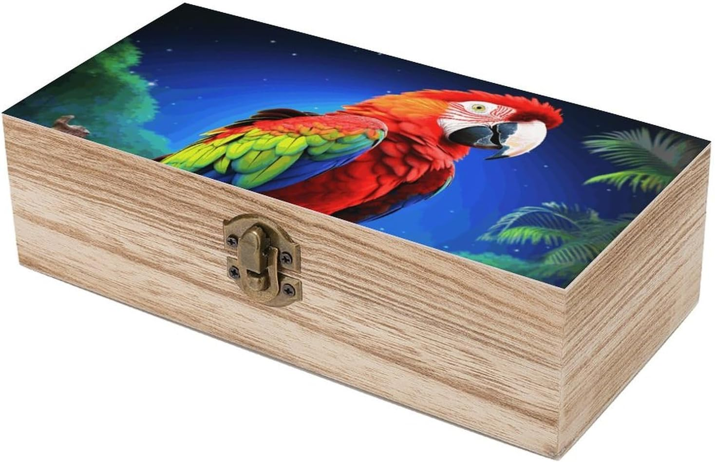 Parrot Wooden Box Wood Wedding Keepsake Boxes with Lids Small Decorative Boxes Lightweight Wooden Memory Storage Box for Crafts Keepsakes Jewelry Photo Letter Storage image number 1
