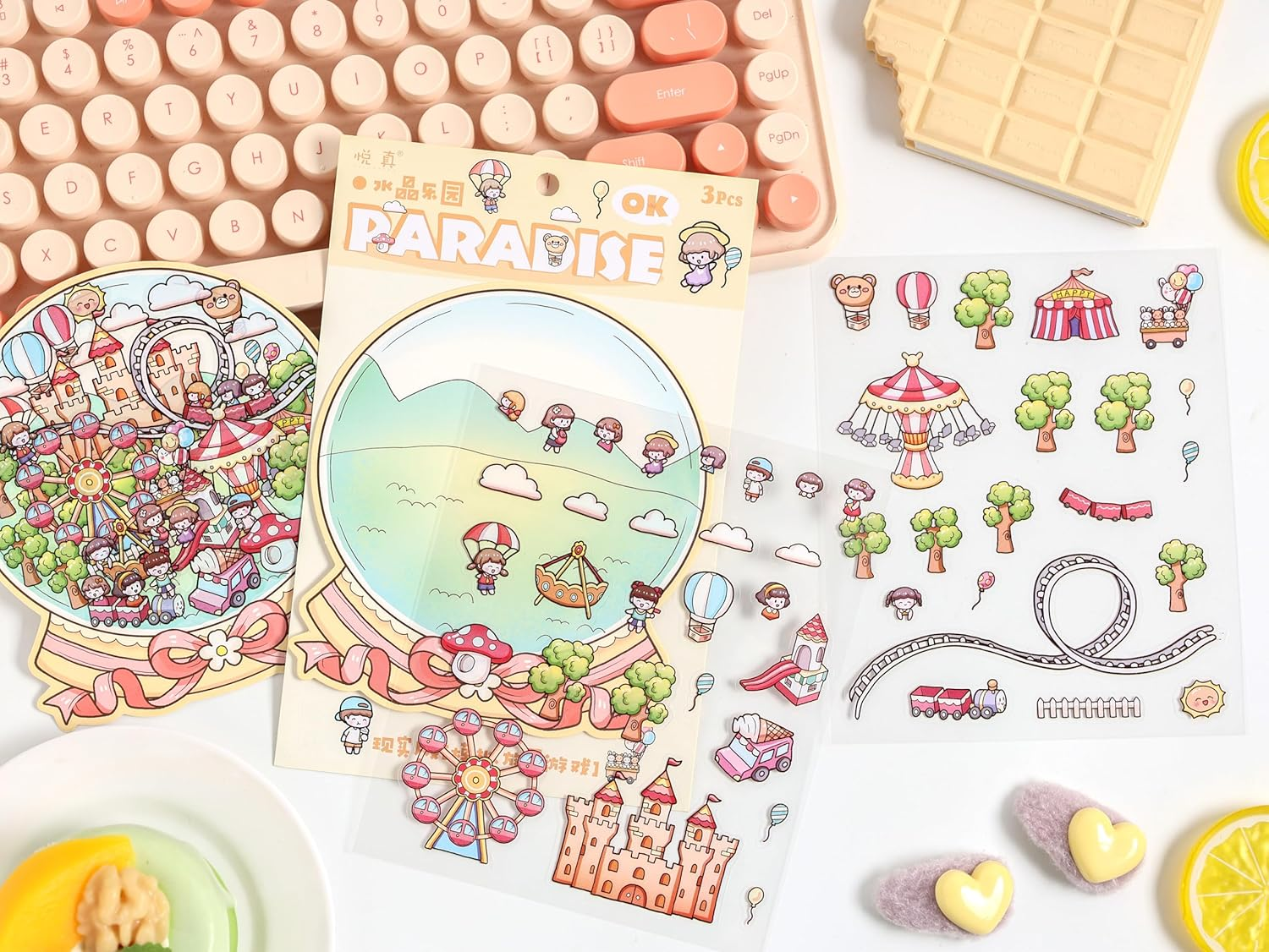 4 Sets Waterproof House Stickers, 3D Miniature Scene Stickers, Cute Fun Cartoon Stickers Set, Reusable Sticker Books, Make Your Own Home for Relief Stress Pass the Time image number 2