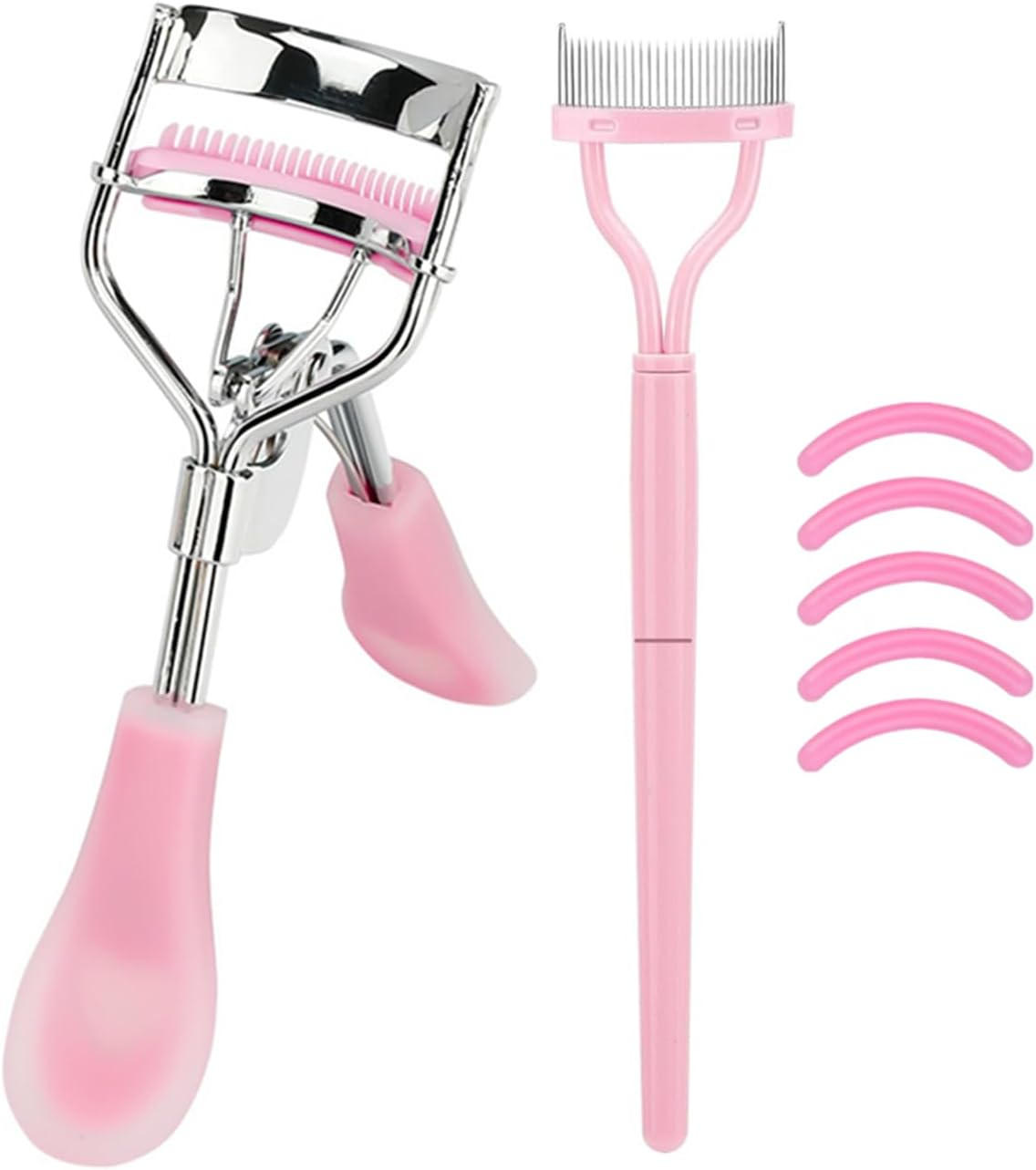 Stainless Steel Eyelash Curler with Built-In Comb Pinch Pain-Free Suitable for Any Eye Shapes and Sizes, with 5 Silicone Refill Pads (Champagne Gold Pink) image number 4