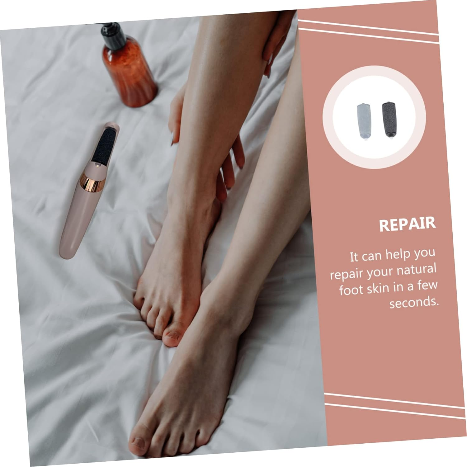 KAILIKETIY 6Pcs Replacement Grinding Heads for Electric Foot File Dual-Speed Callus Removers Black and Gray Suitable for Home Pedicure and Foot Care