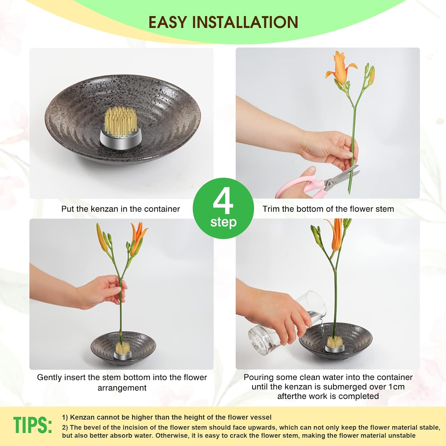 12Pcs Kenzan Ikebana Flower Frogs, Japanese Mini Kenzan Pin Frog 23Mm/0.9Inch Diameter Floral Ikebana Flower Arranger Pin Holder for Small Vase image number 4